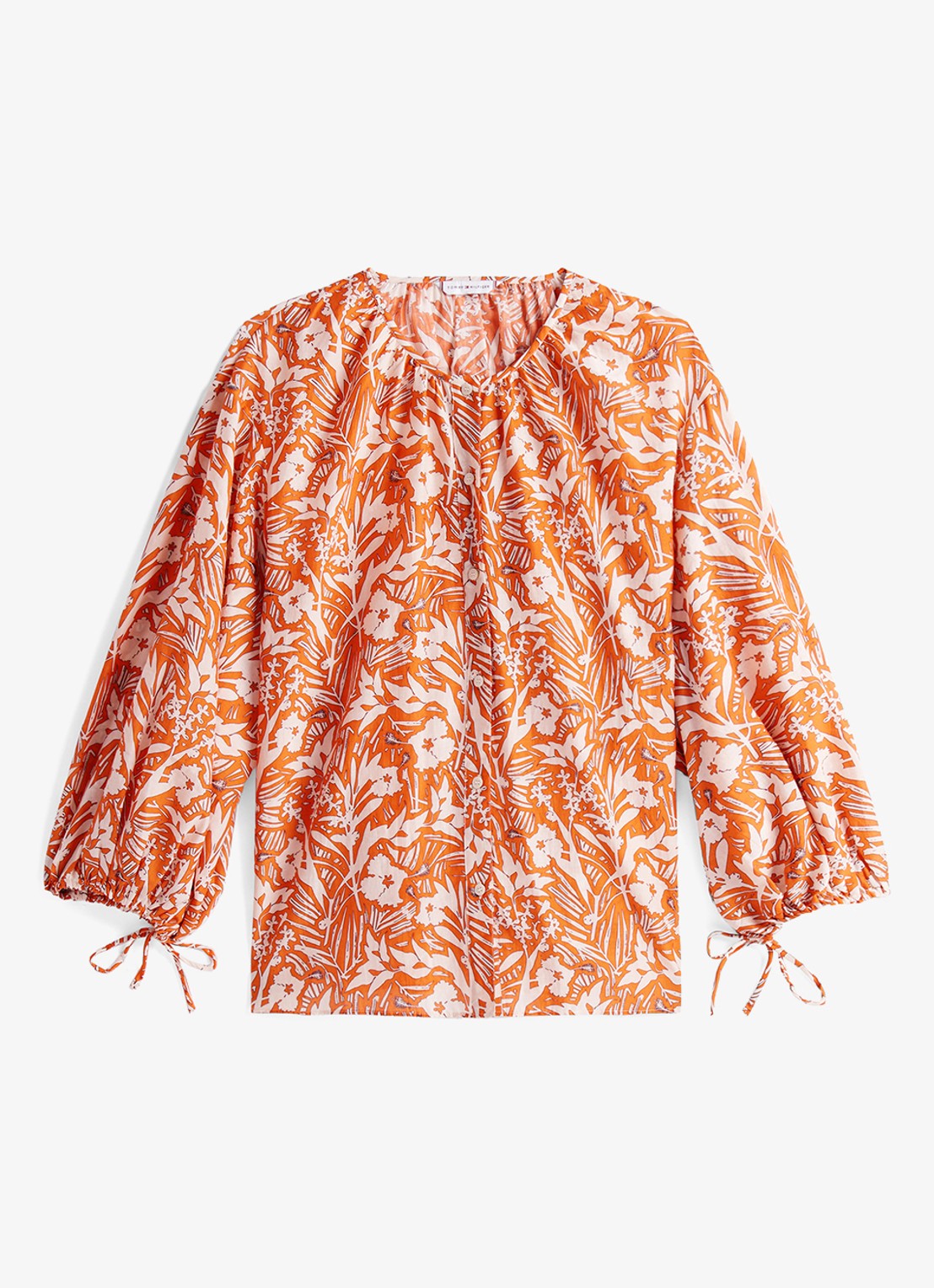 Tommy Hilfiger Blouse met bloemenprint - voorkant oranje