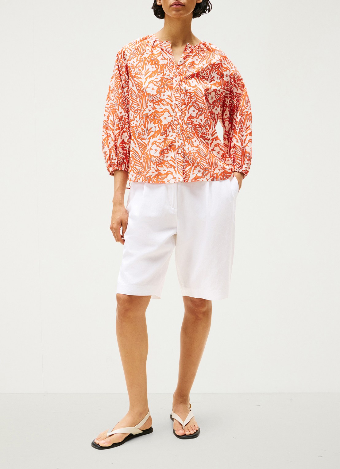 Tommy Hilfiger Blouse met bloemenprint - voorkant 2 oranje