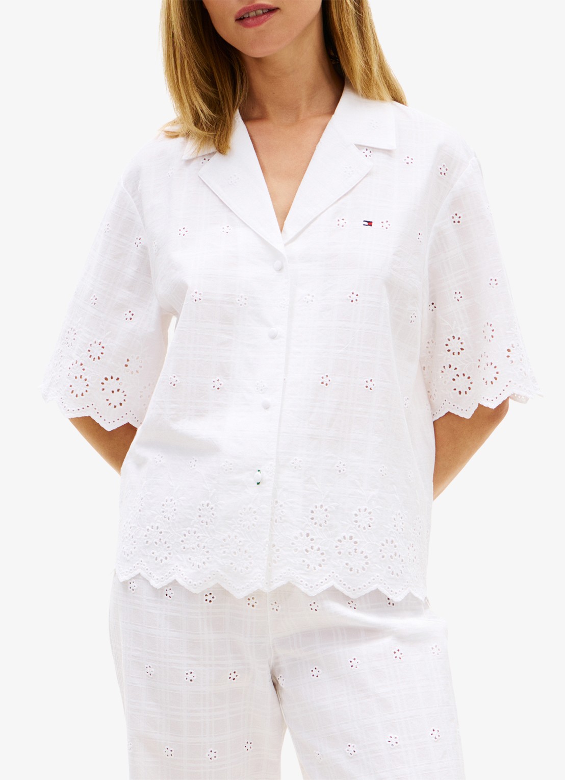 Tommy Hilfiger Blouse met borduring - detail wit
