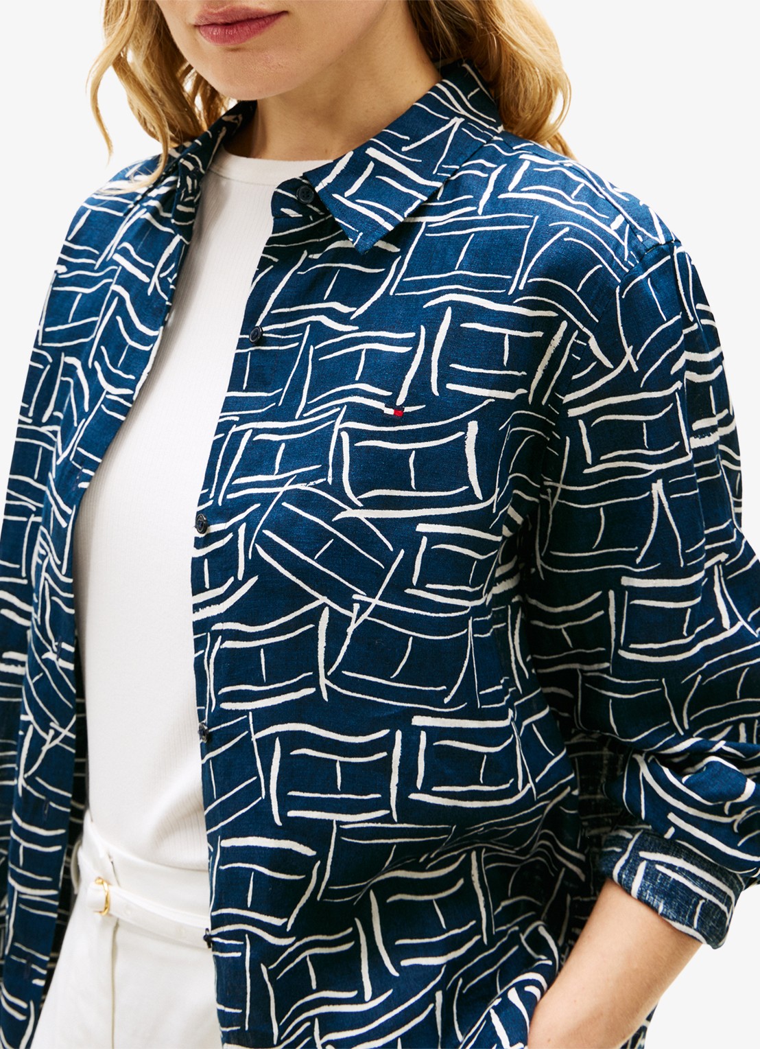Tommy Hilfiger Blouse met grafische print - detail 5 donkerblauw