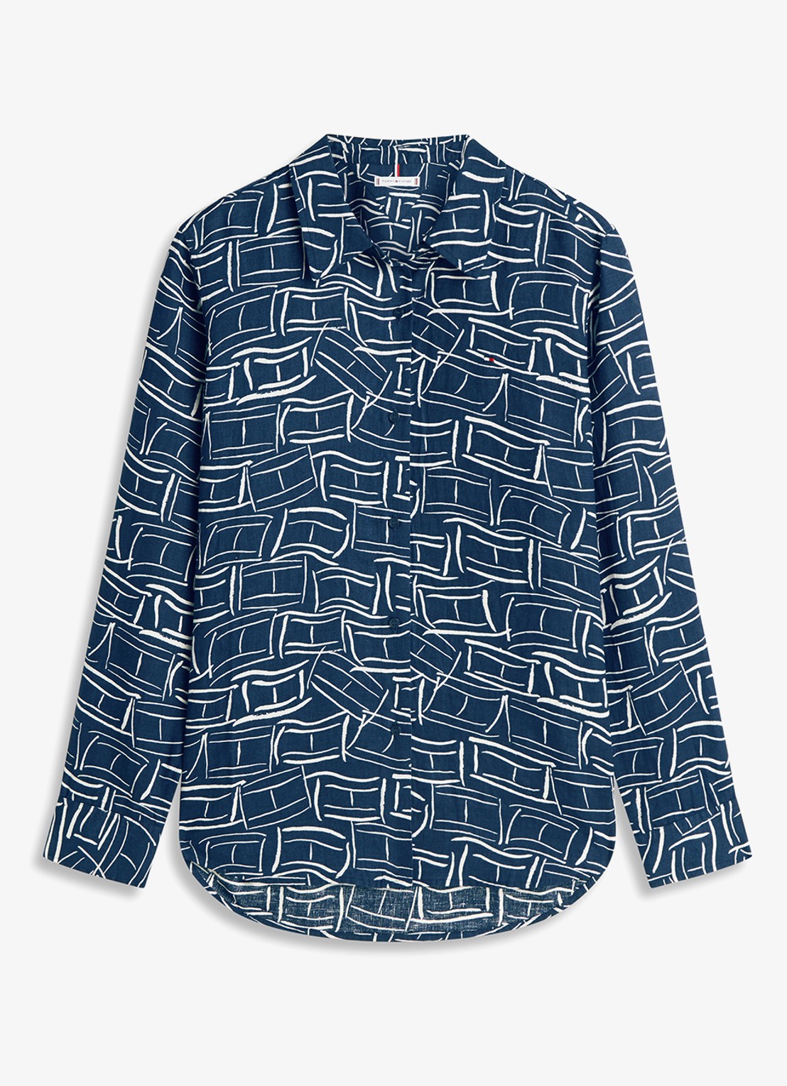 Tommy Hilfiger Blouse met grafische print - voorkant donkerblauw