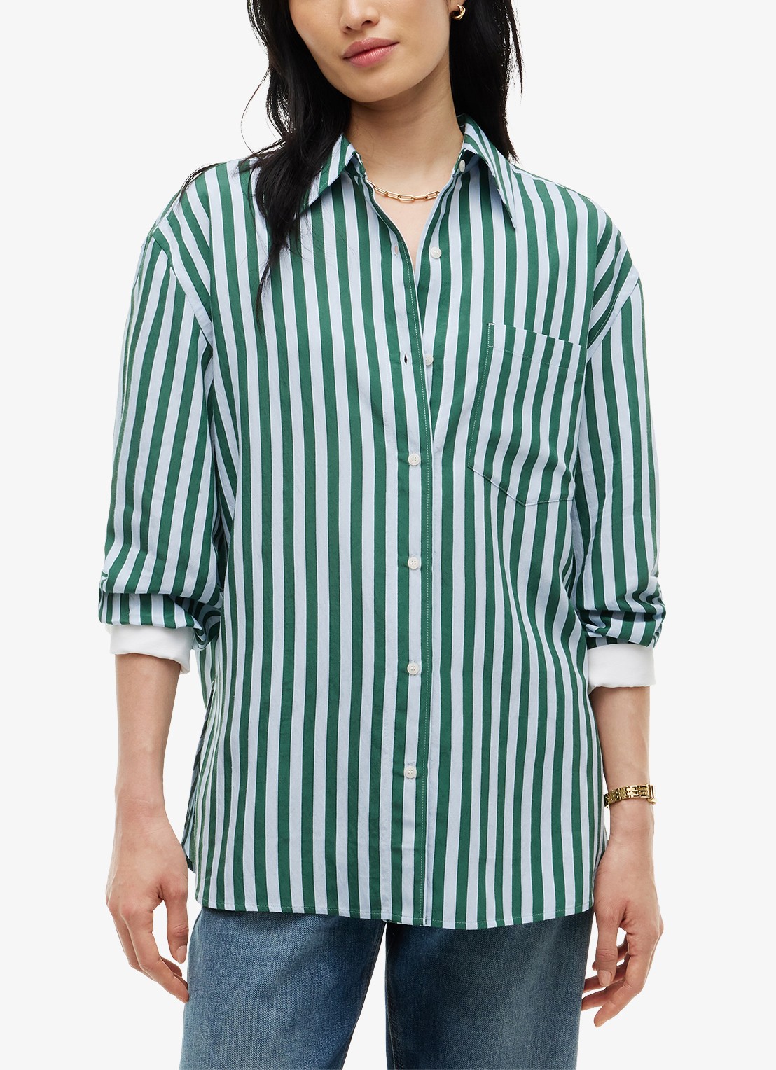 Tommy Hilfiger Blouse met streepdessin  - detail 4 groen