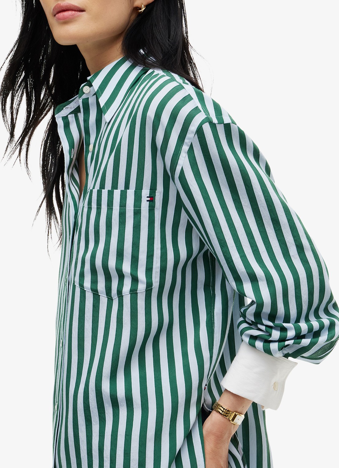 Tommy Hilfiger Blouse met streepdessin  - detail 5 groen