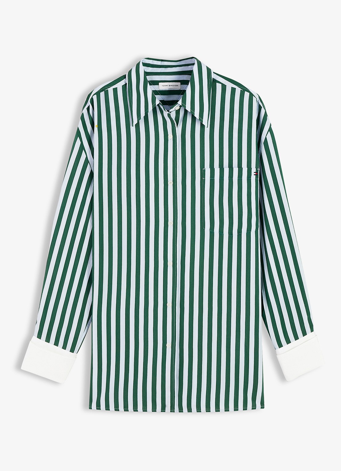 Tommy Hilfiger Blouse met streepdessin  - voorkant groen