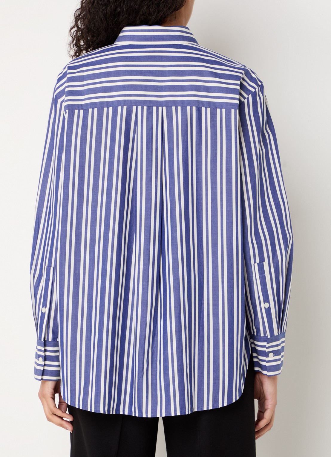 Tommy Hilfiger Blouse met streepprint en borstzak - achterkant petrol
