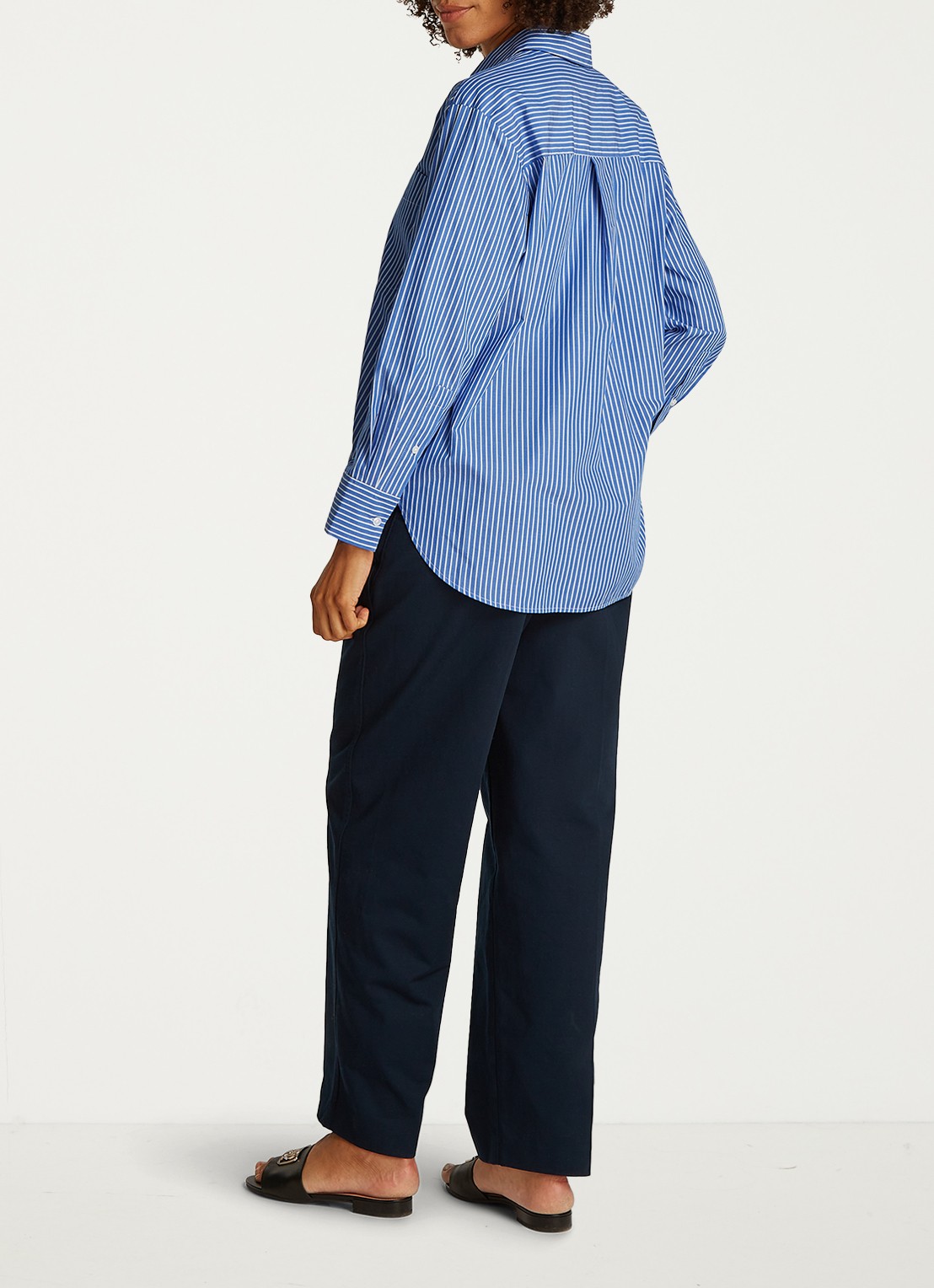 Tommy Hilfiger Blouse met streepprint en borstzak - achterkant blauw