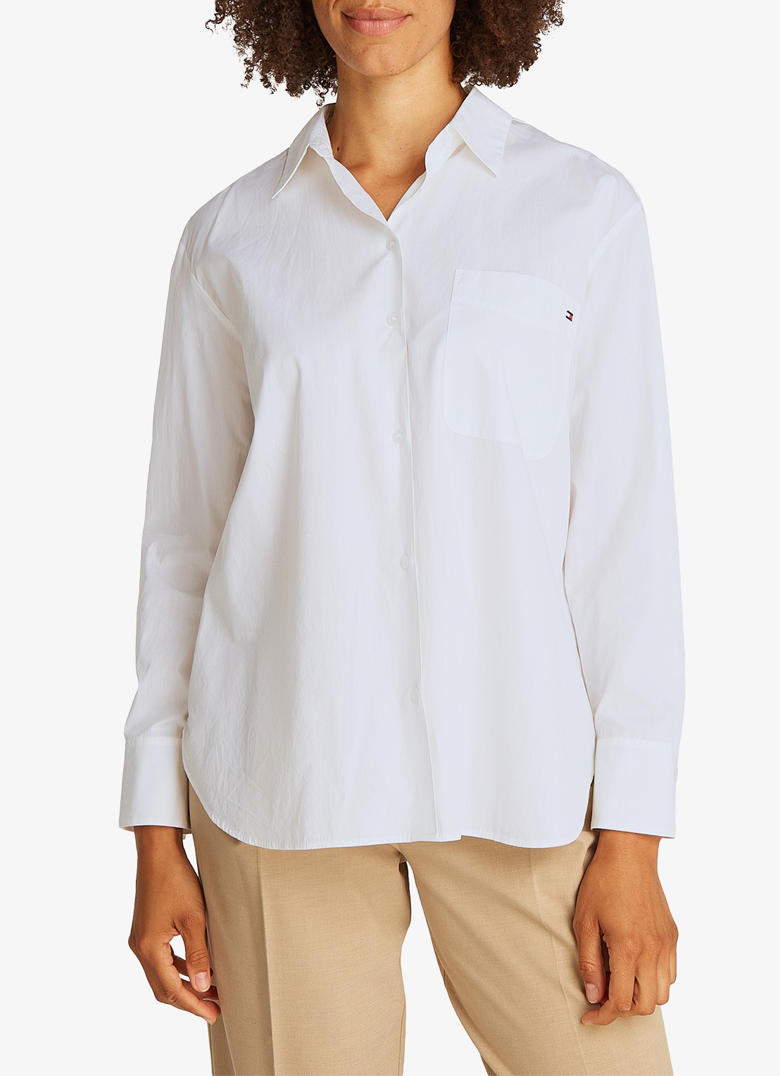 Tommy Hilfiger Blouse met streepprint en borstzak - detail wit