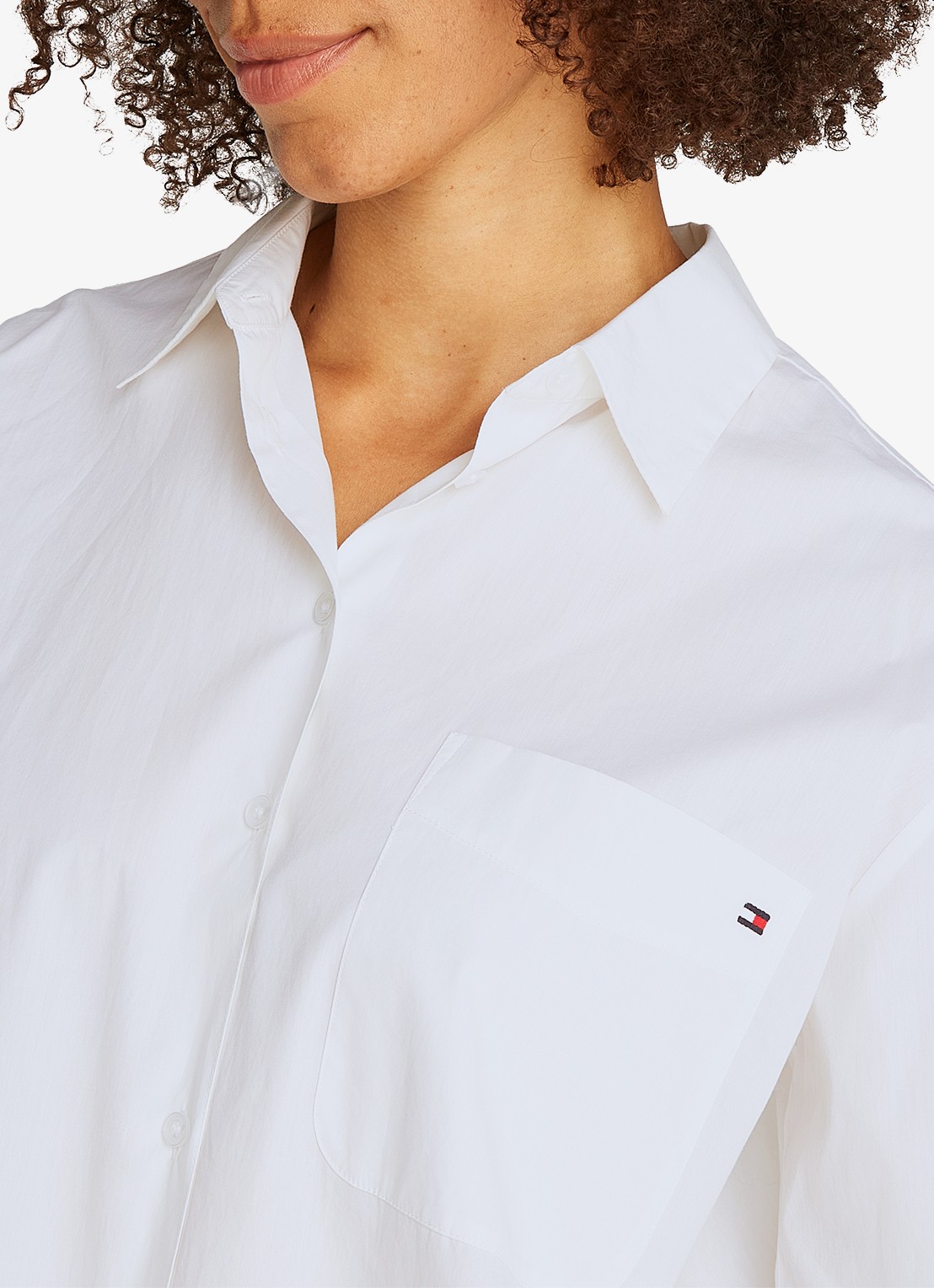 Tommy Hilfiger Blouse met streepprint en borstzak - detail 2 wit