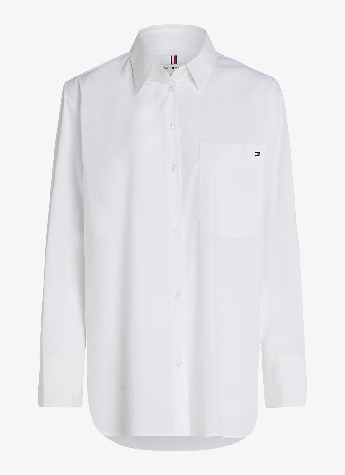 Tommy Hilfiger Blouse met streepprint en borstzak - voorkant 3 wit