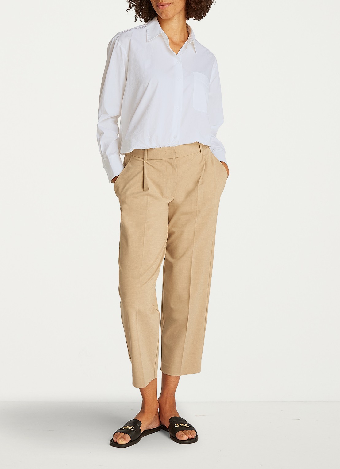 Tommy Hilfiger Blouse met streepprint en borstzak - voorkant 4 wit