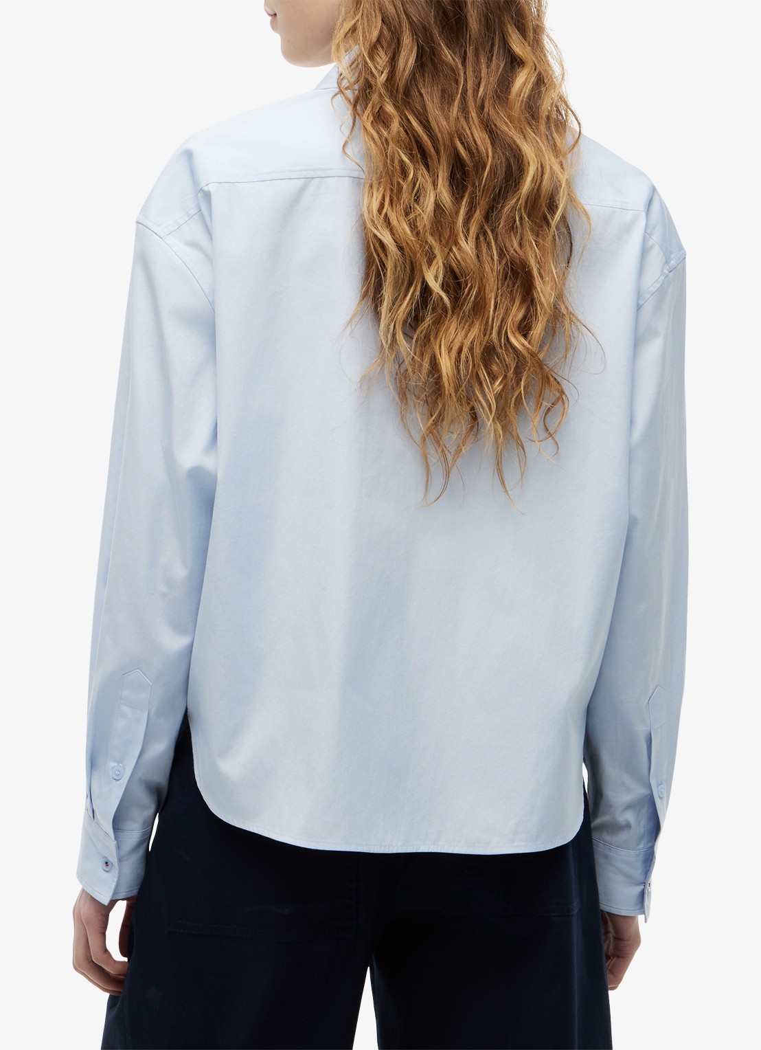 Tommy Hilfiger Blouse met streepprint en logo - achterkant 5 lichtblauw
