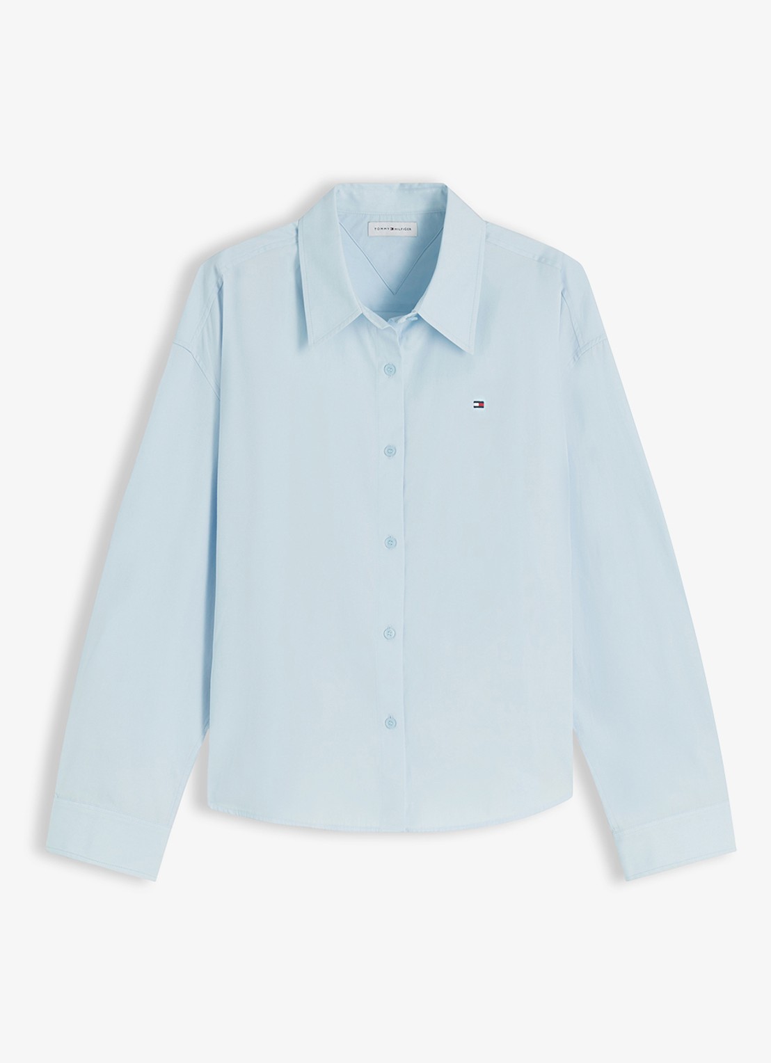 Tommy Hilfiger Blouse met streepprint en logo - voorkant 3 lichtblauw