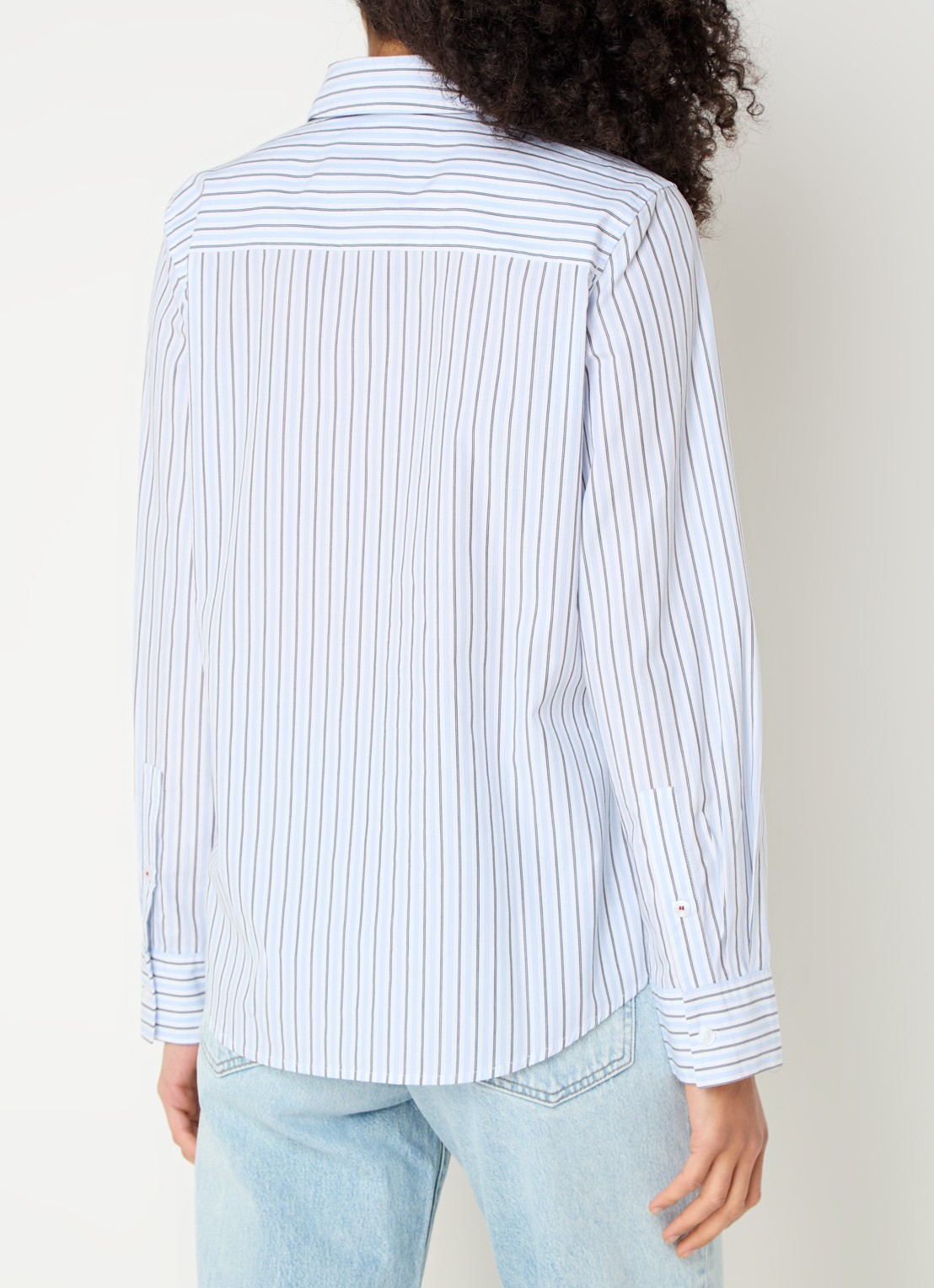 Tommy Hilfiger Blouse met streepprint en logoborduring - achterkant blauw