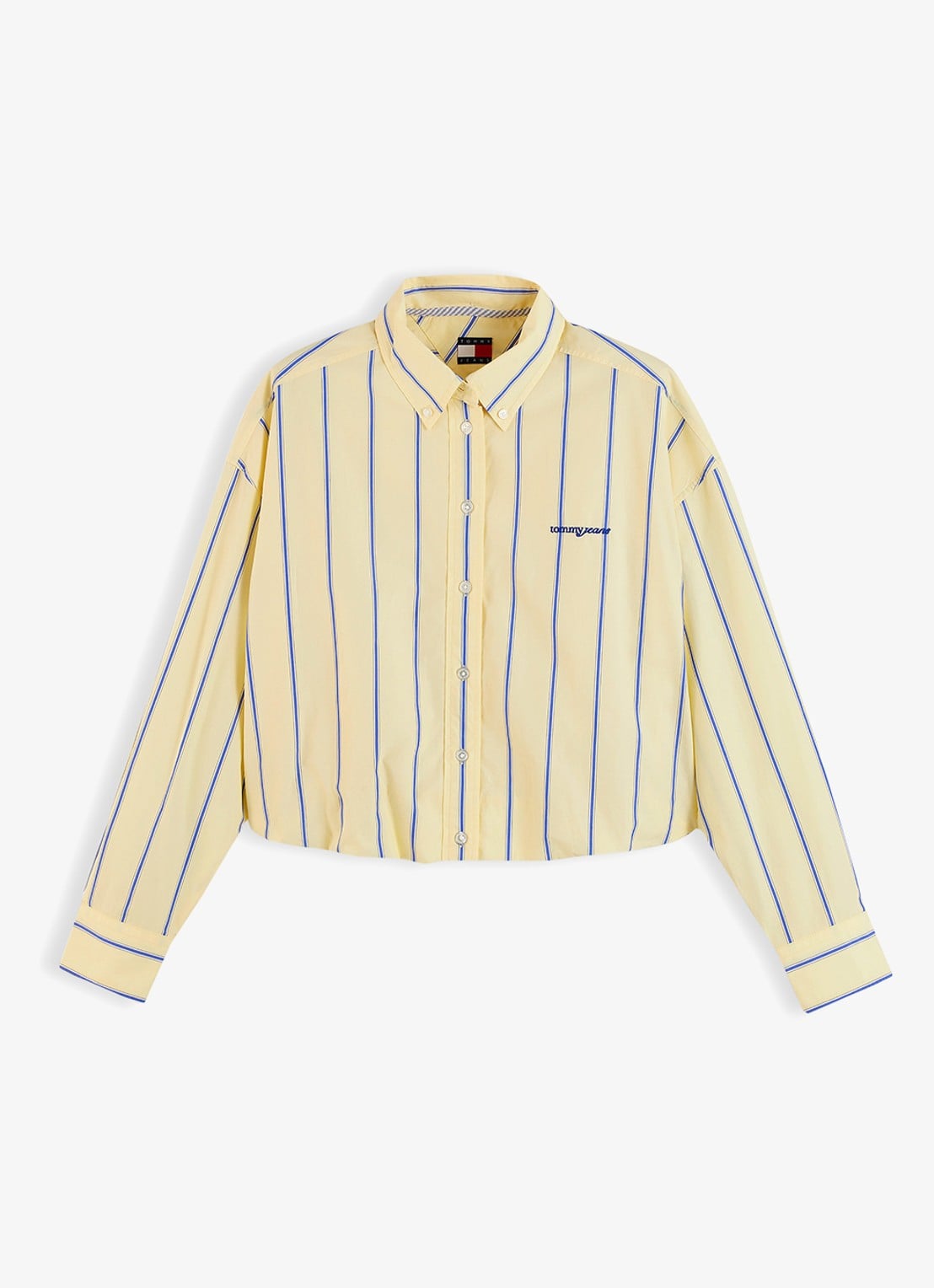 Tommy Hilfiger Blouse met streepprint en logoborduring - voorkant geel