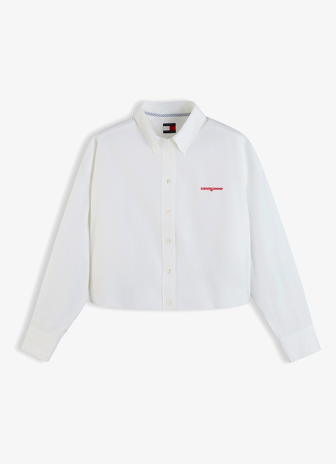 Tommy Hilfiger Blouse met streepprint en logoborduring - voorkant 3 gebroken wit