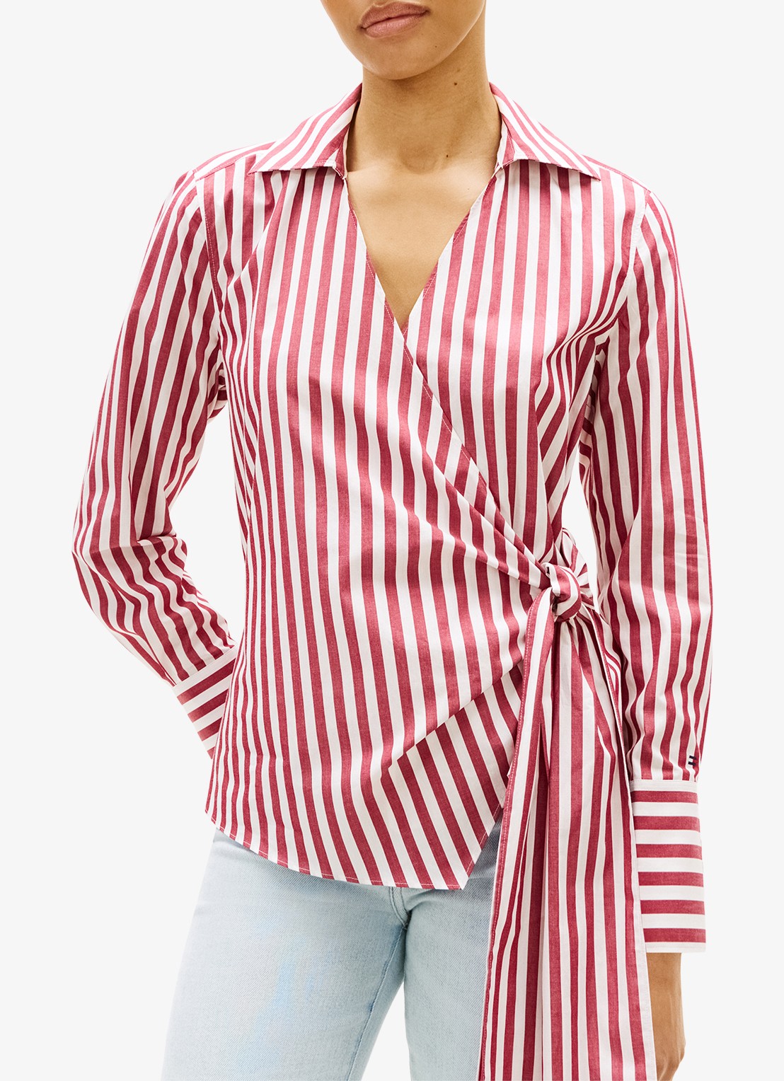 Tommy Hilfiger Blouse met streepprint - detail 4 rood