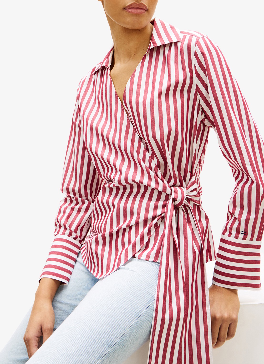 Tommy Hilfiger Blouse met streepprint - detail 5 rood