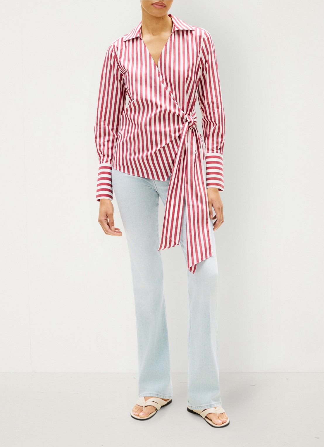 Tommy Hilfiger Blouse met streepprint - voorkant 2 rood