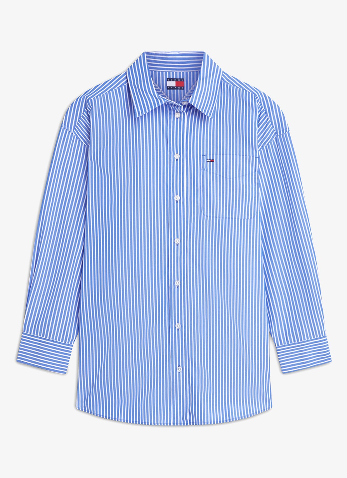Tommy Hilfiger Blouse met streepprint - voorkant lichtblauw