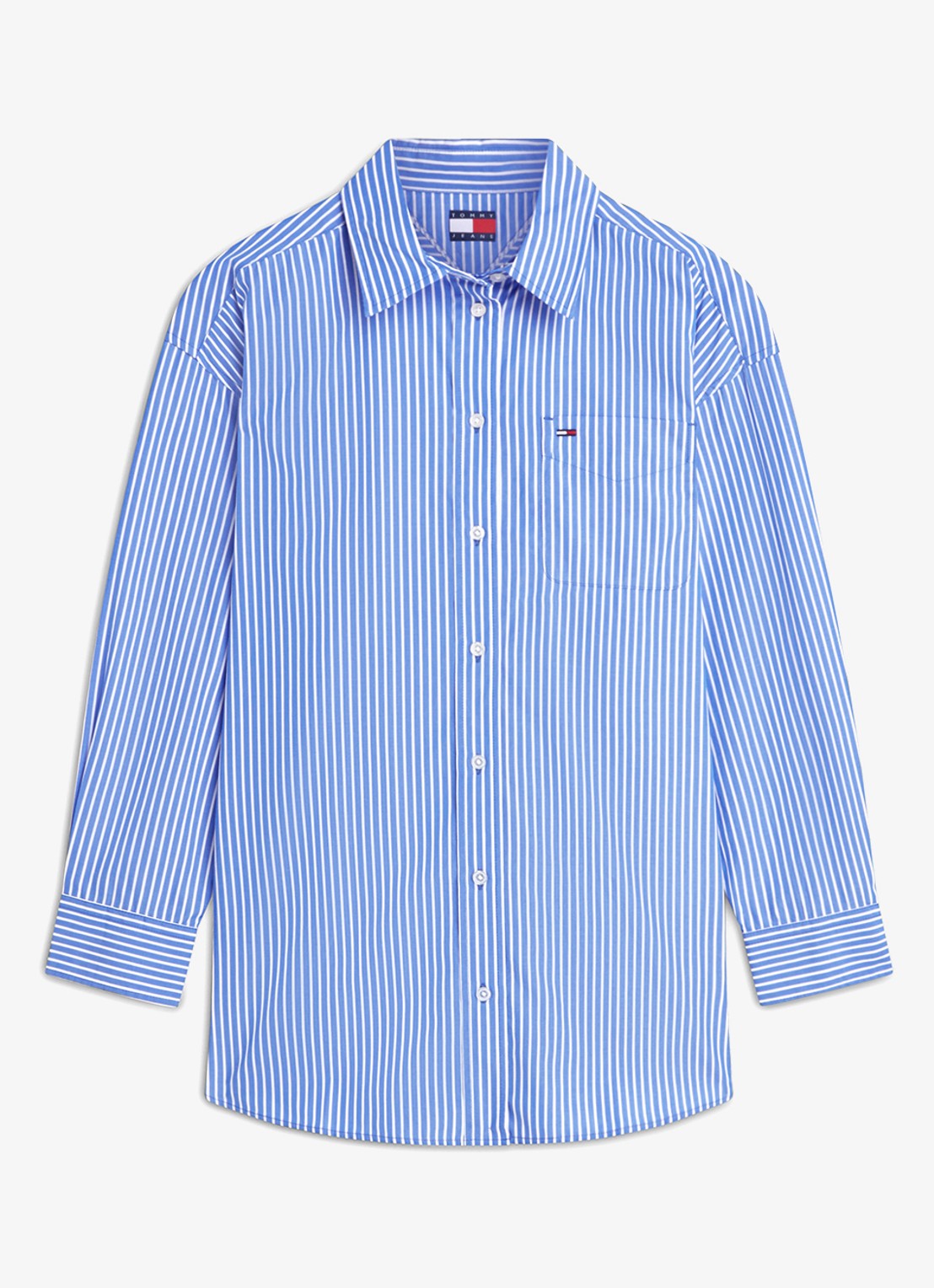 Tommy Hilfiger Blouse met streepprint - voorkant lichtblauw