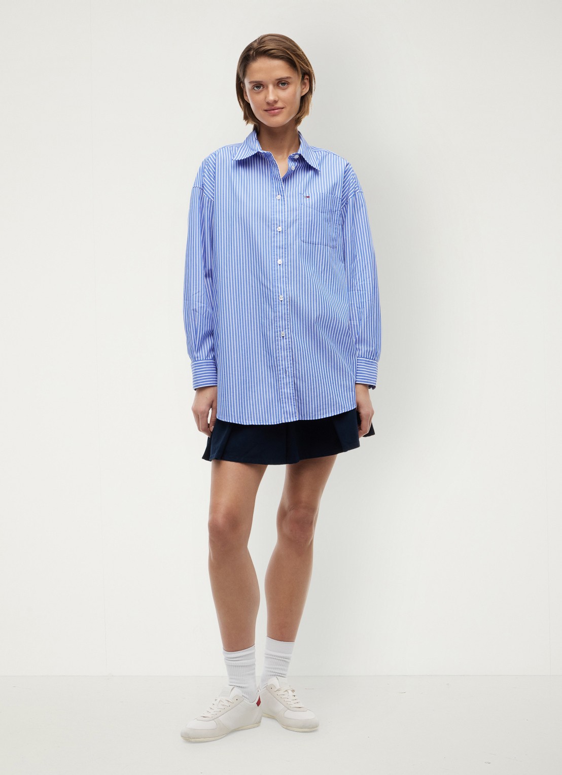 Tommy Hilfiger Blouse met streepprint - voorkant 2 lichtblauw