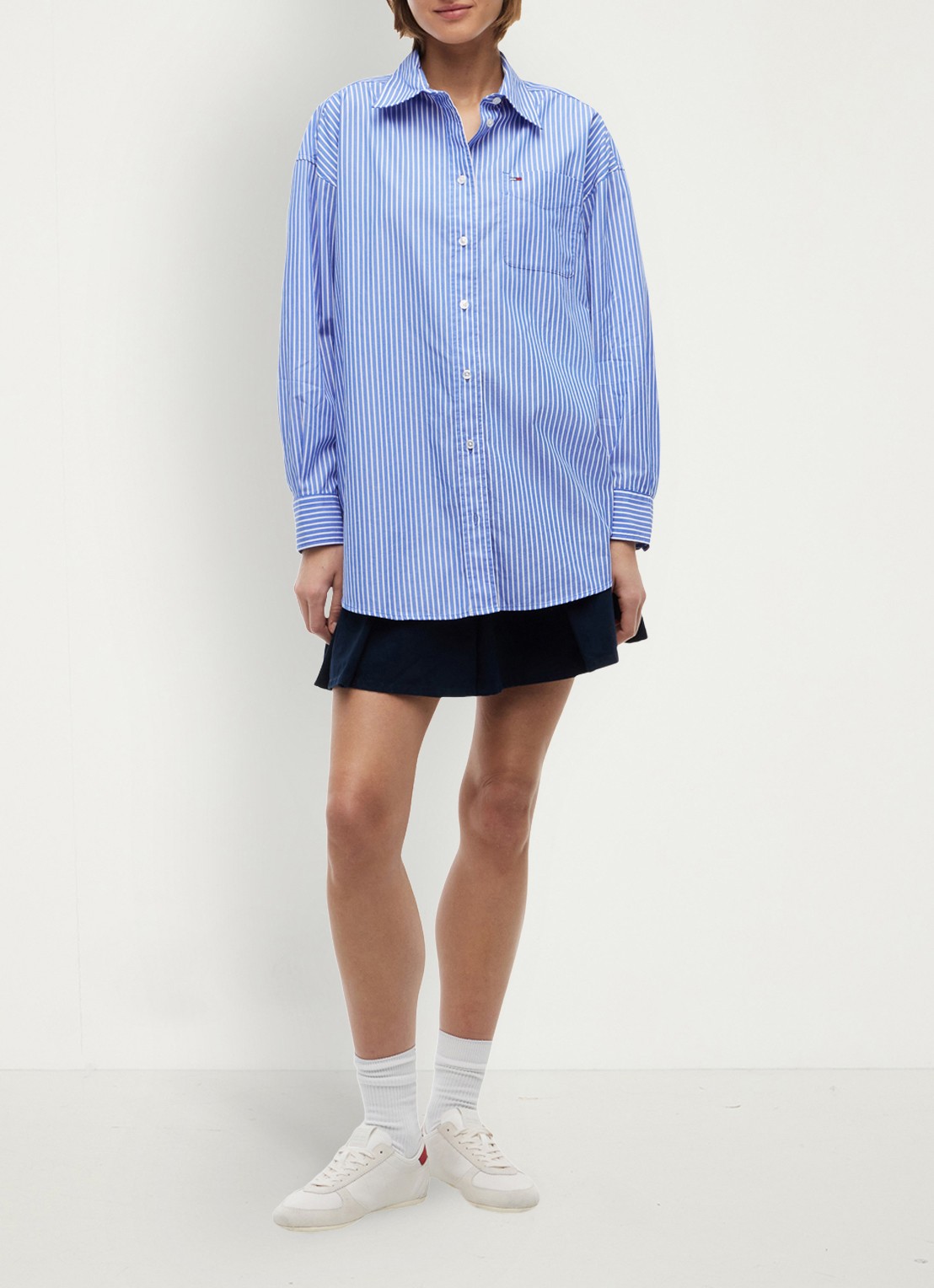 Tommy Hilfiger Blouse met streepprint - voorkant 2 lichtblauw