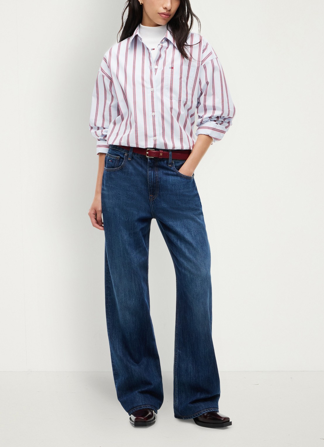 Tommy Hilfiger Blouse met streepprint - voorkant 5 lichtblauw