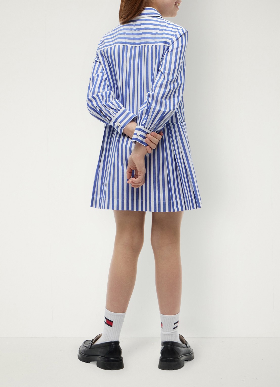 Tommy Hilfiger Blousejurk met streepprint en logoborduring - achterkant 5 noble blue-c8p / blauw