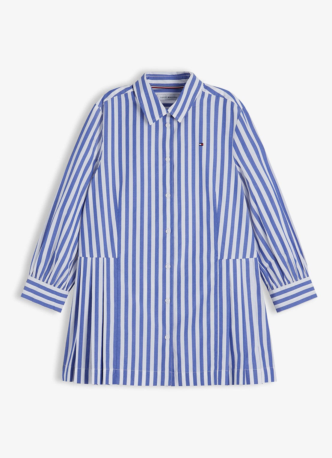 Tommy Hilfiger Blousejurk met streepprint en logoborduring - voorkant 4 noble blue-c8p / blauw