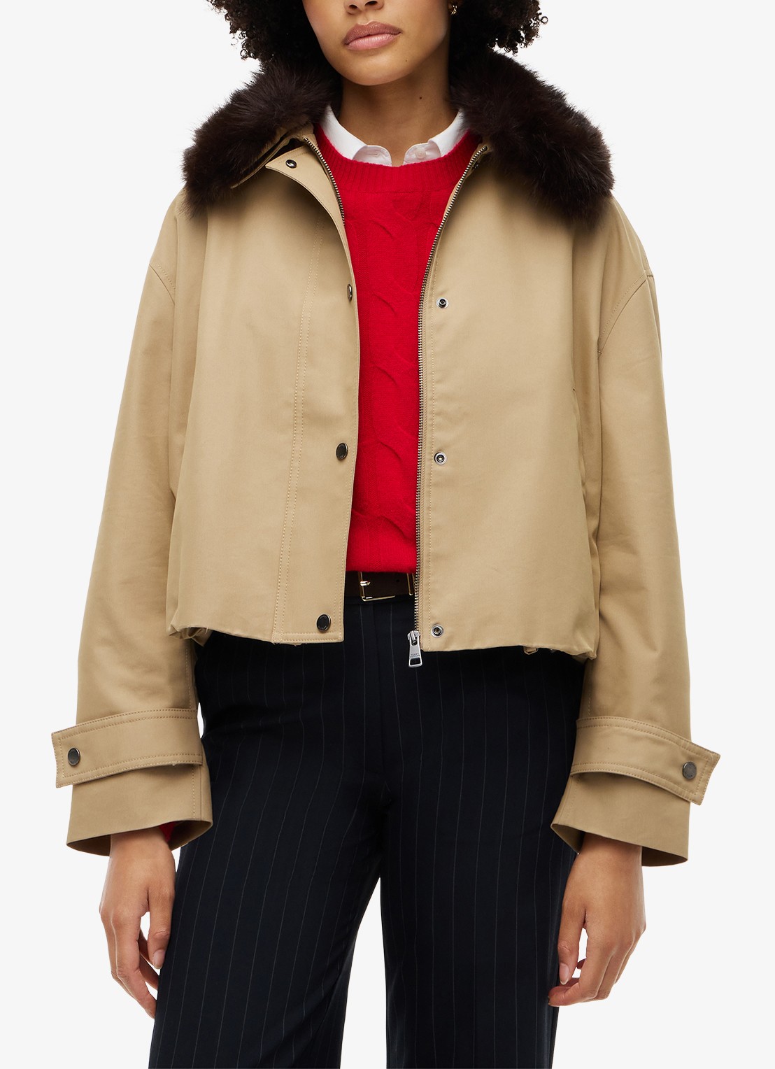 Tommy Hilfiger Bomberjack met afneembare kraag - detail camel