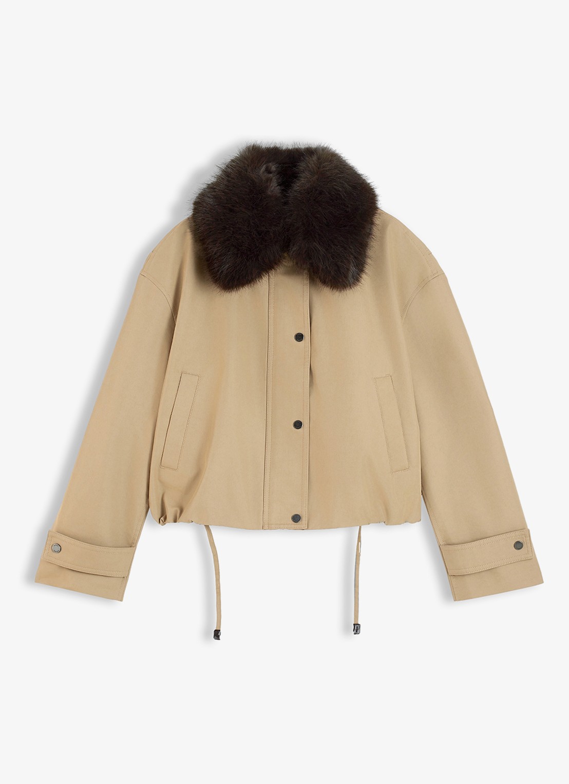 Tommy Hilfiger Bomberjack met afneembare kraag - voorkant 4 camel