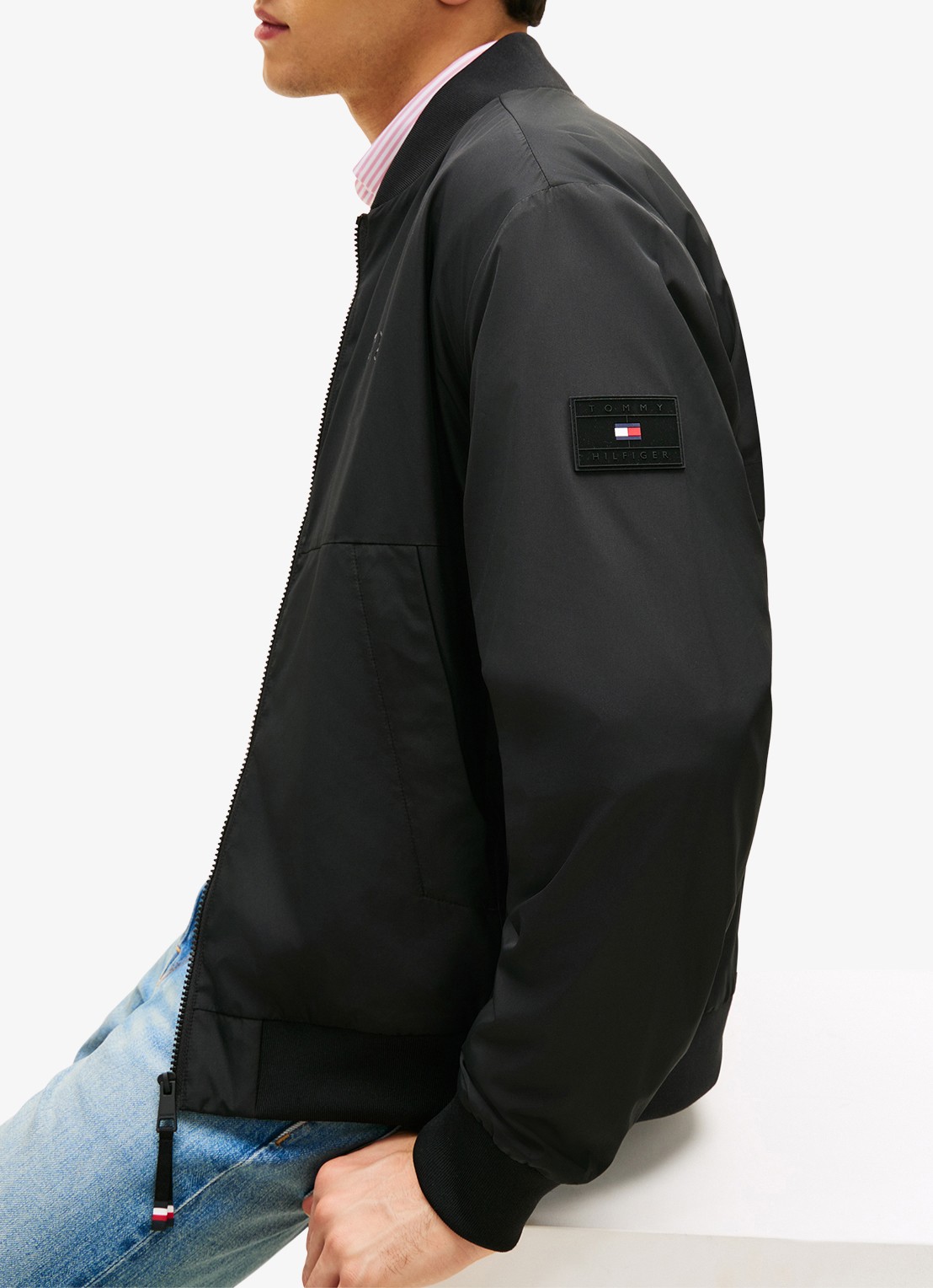 Tommy Hilfiger Bomberjack met logo - detail 5 zwart