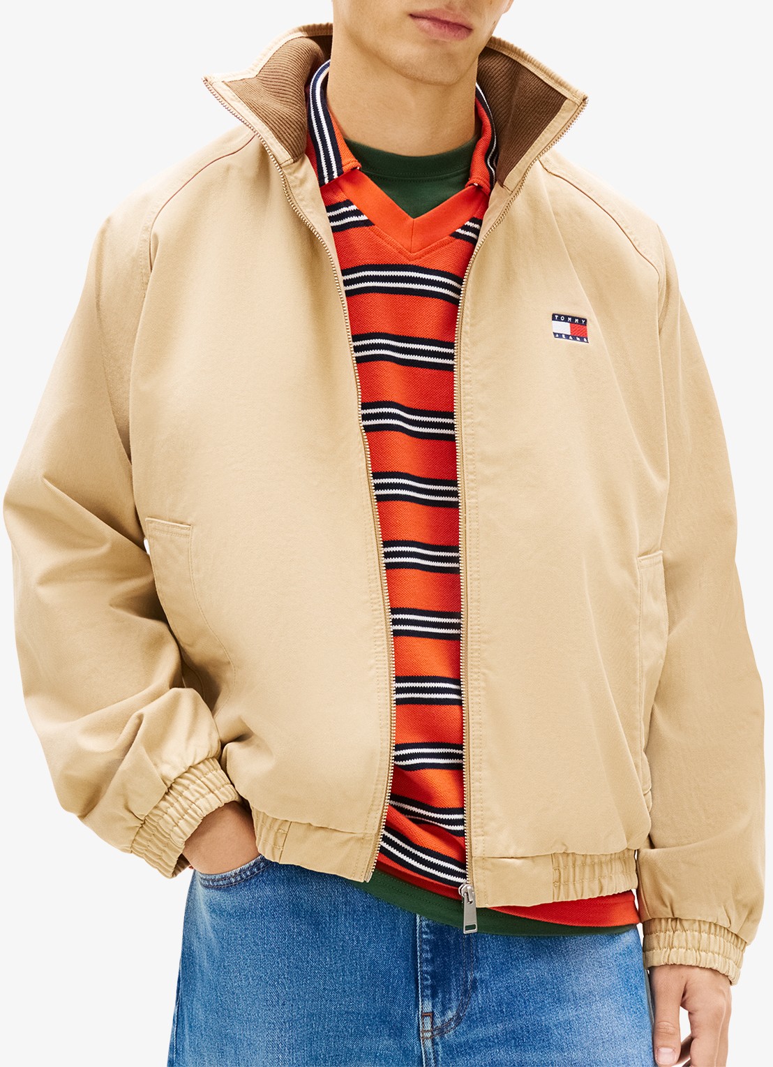 Tommy Hilfiger Bomberjack met logoborduring en steekzakken - detail 4 lichtbruin