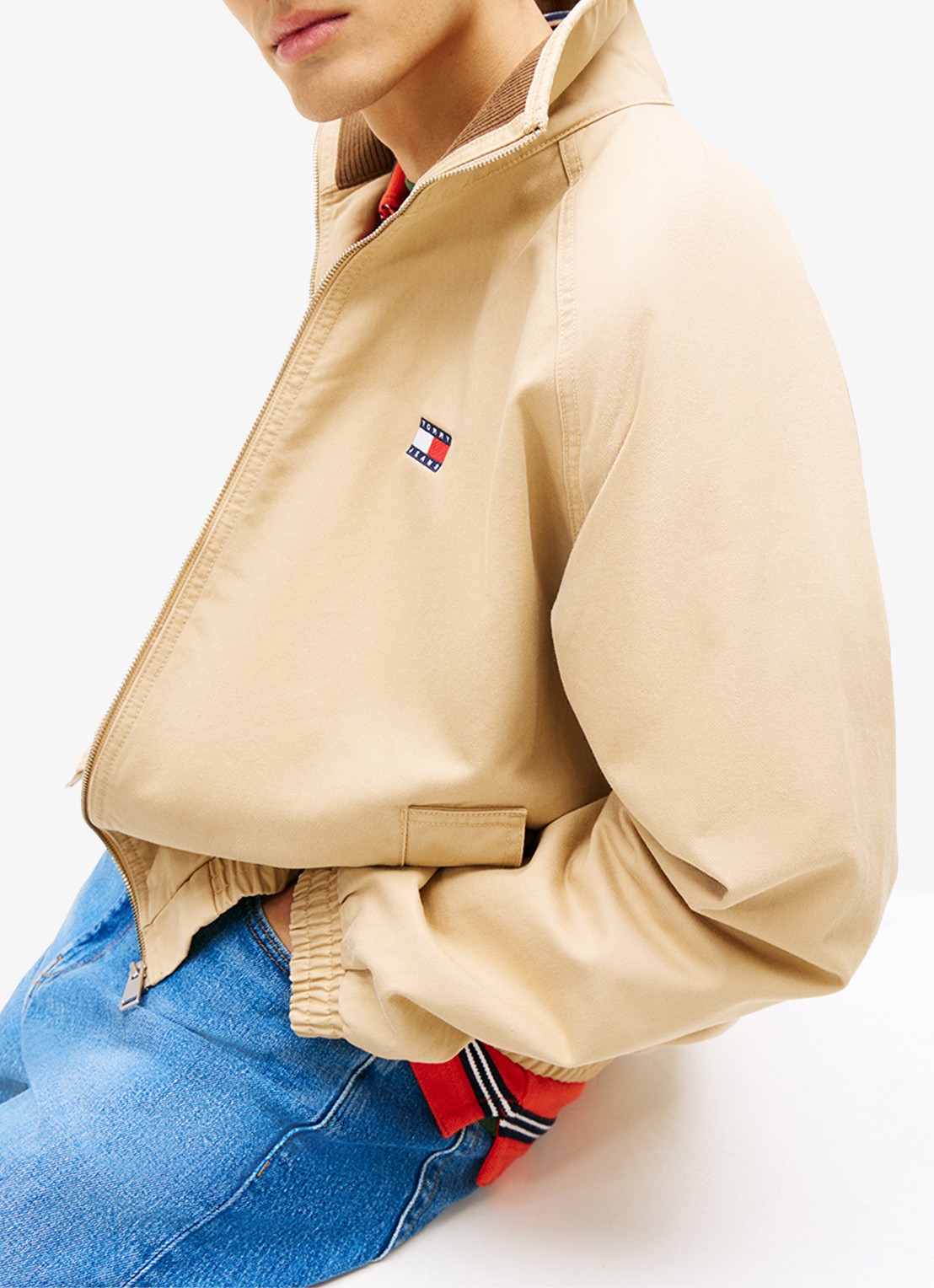 Tommy Hilfiger Bomberjack met logoborduring en steekzakken - detail 5 lichtbruin