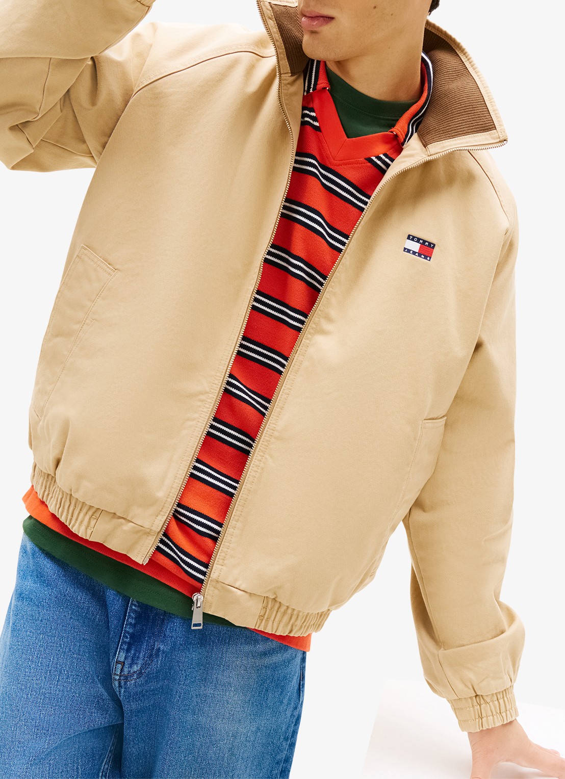 Tommy Hilfiger Bomberjack met logoborduring en steekzakken - detail 6 lichtbruin