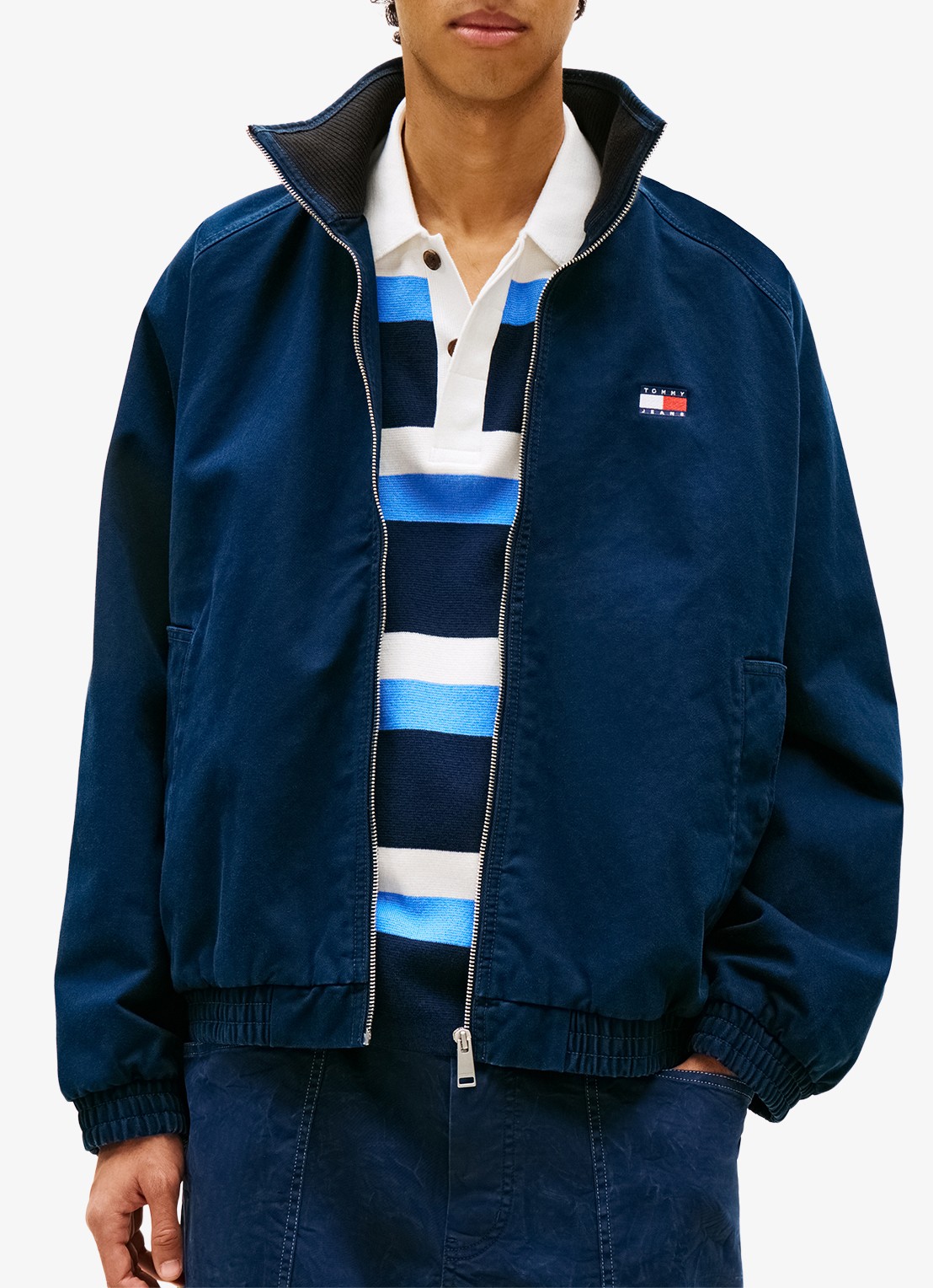Tommy Hilfiger Bomberjack met logoborduring en steekzakken - detail 2 donkerblauw