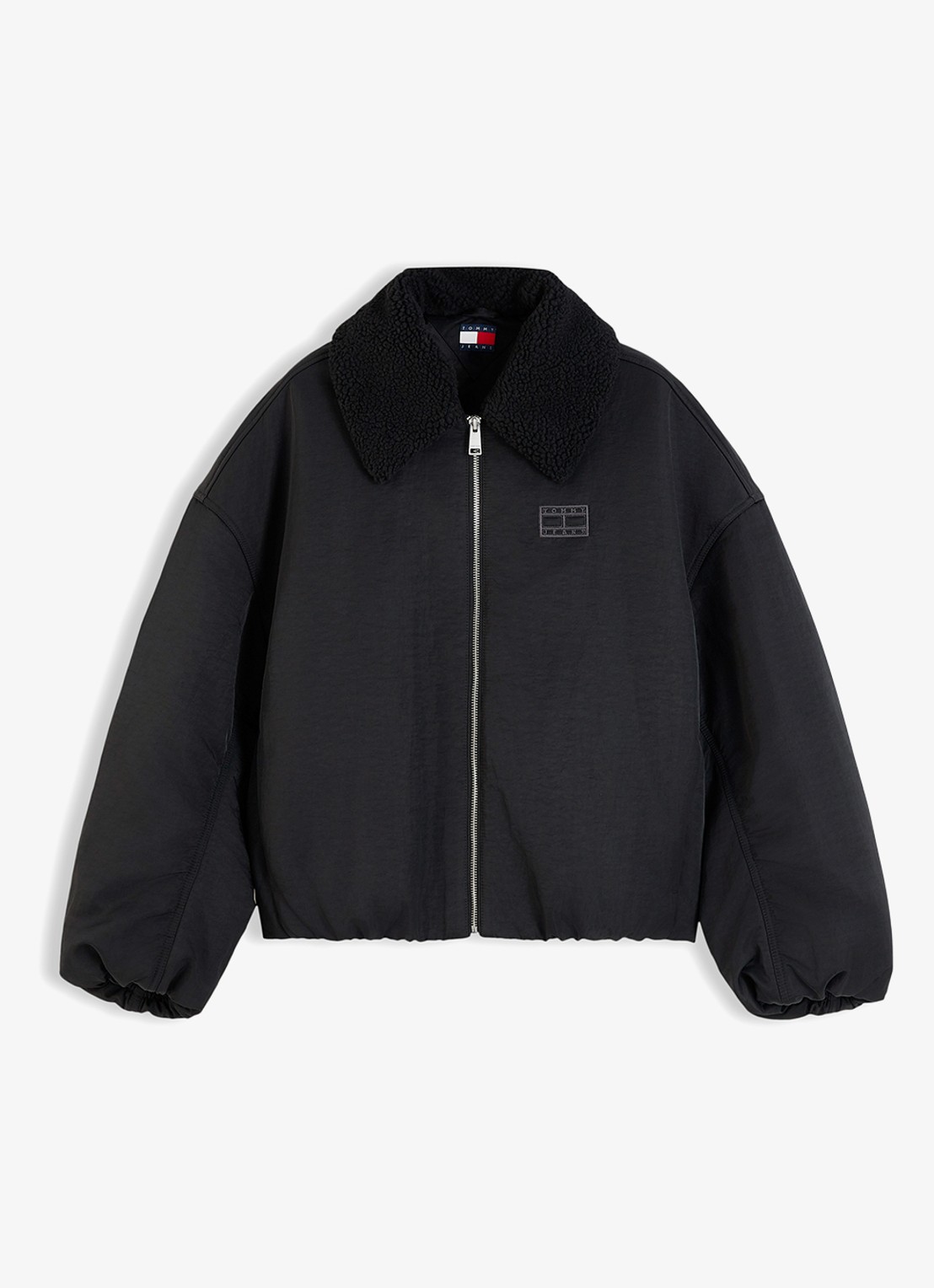 Tommy Hilfiger Bomberjack met logoborduring - voorkant 3 zwart