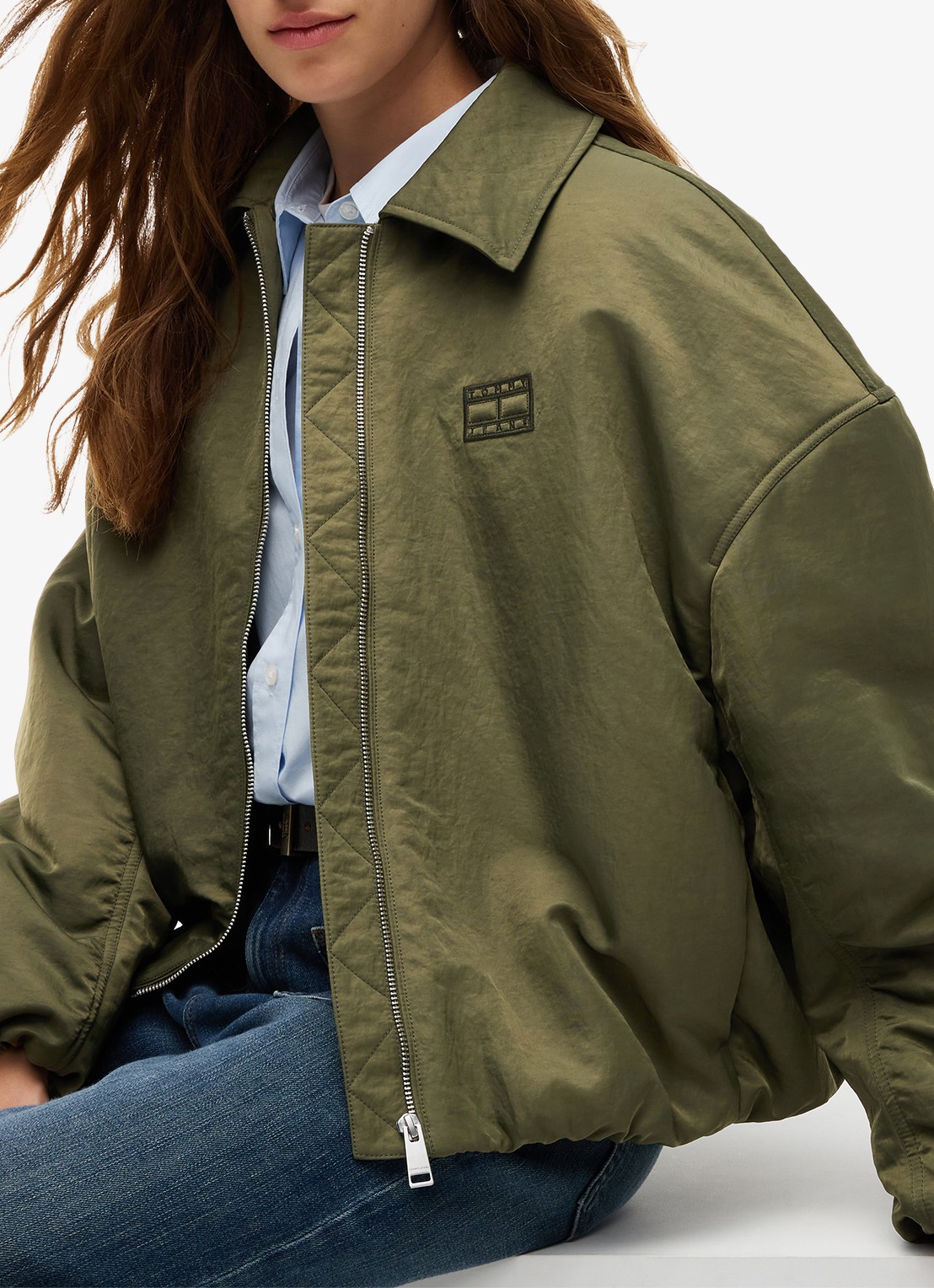 Tommy Hilfiger Bomberjack met logoborduring - detail 2 donkergroen