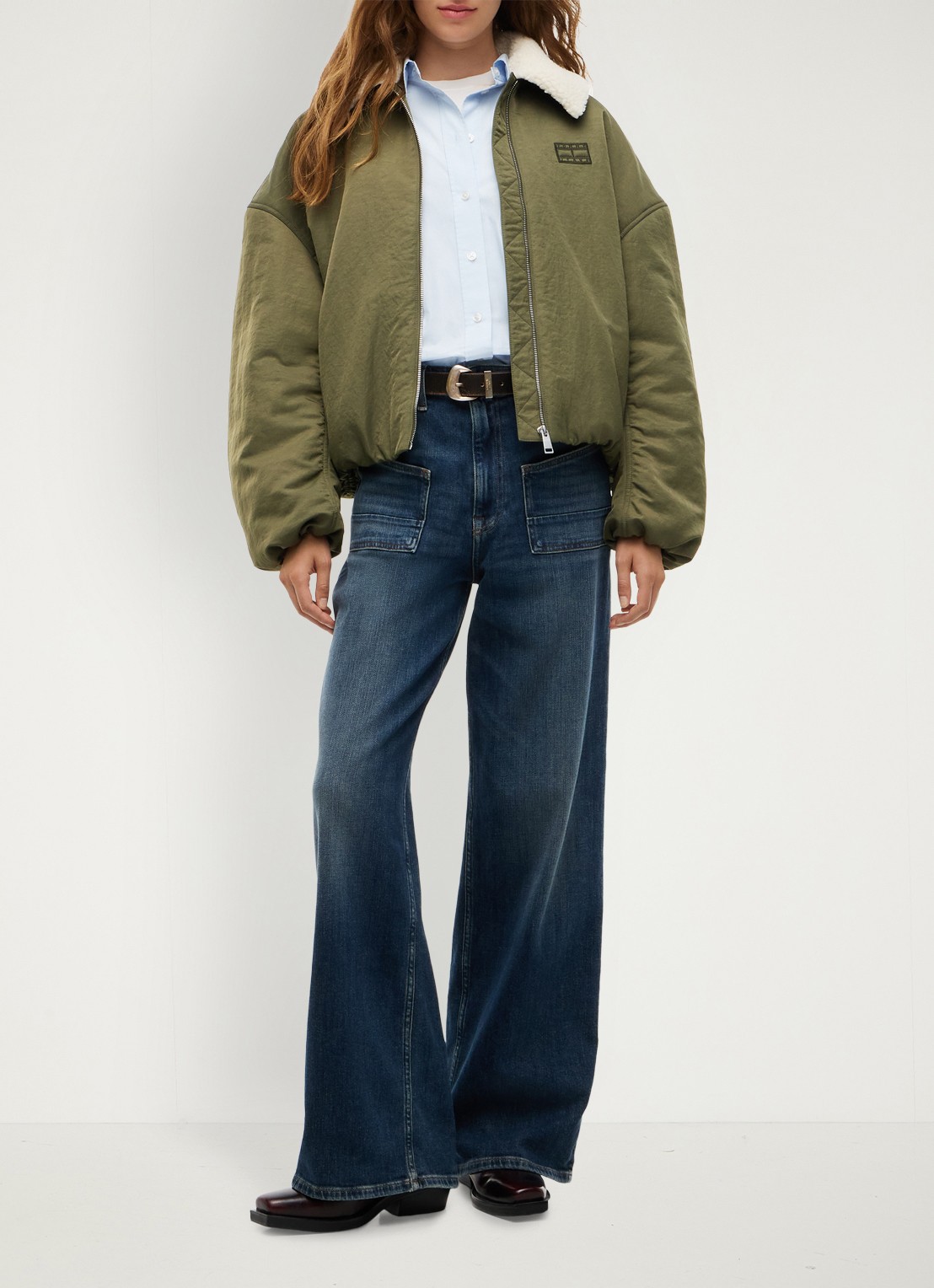 Tommy Hilfiger Bomberjack met logoborduring - voorkant 5 donkergroen
