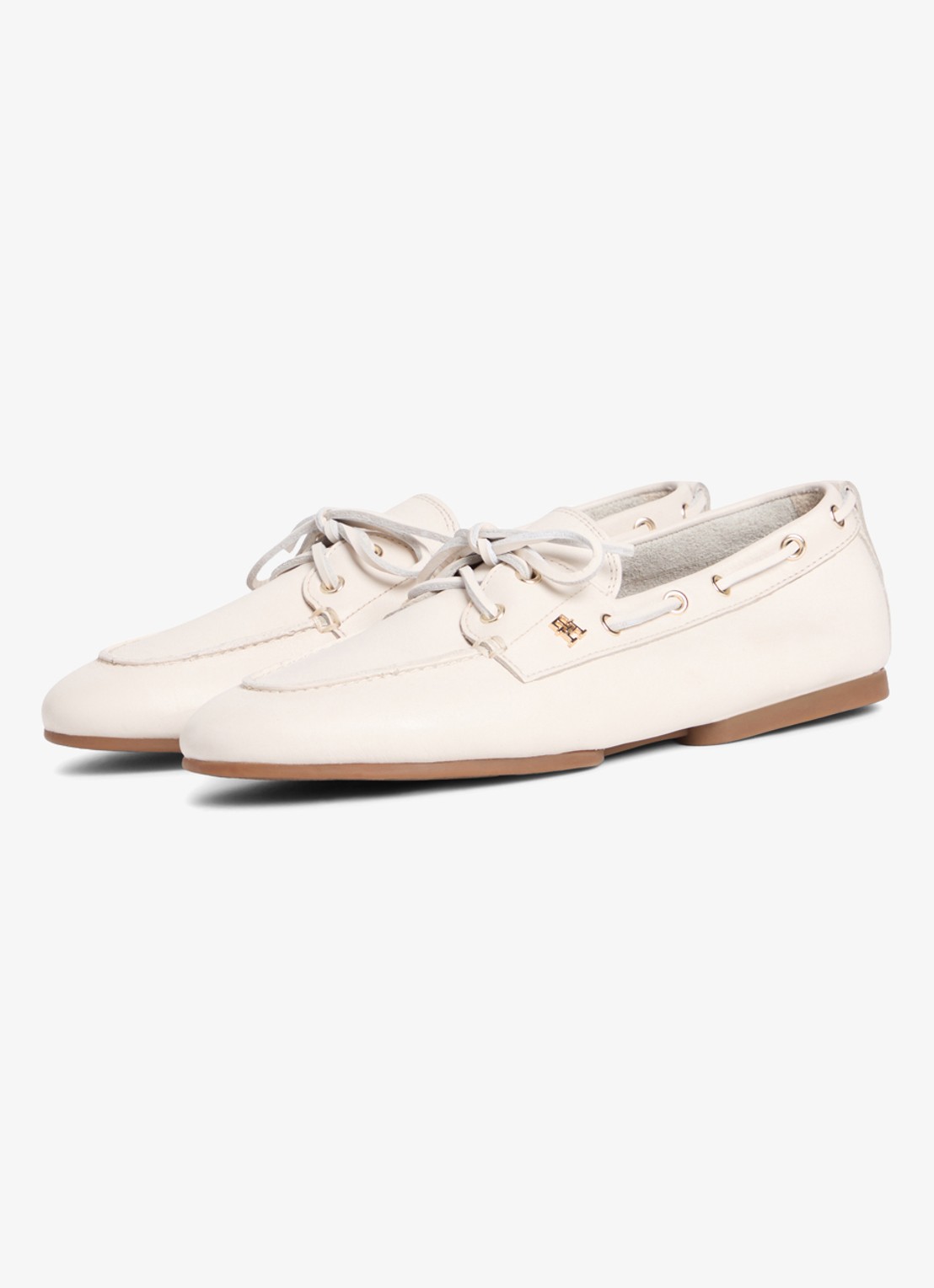 Tommy Hilfiger Bootschoen van leer met logo - detail 2 beige