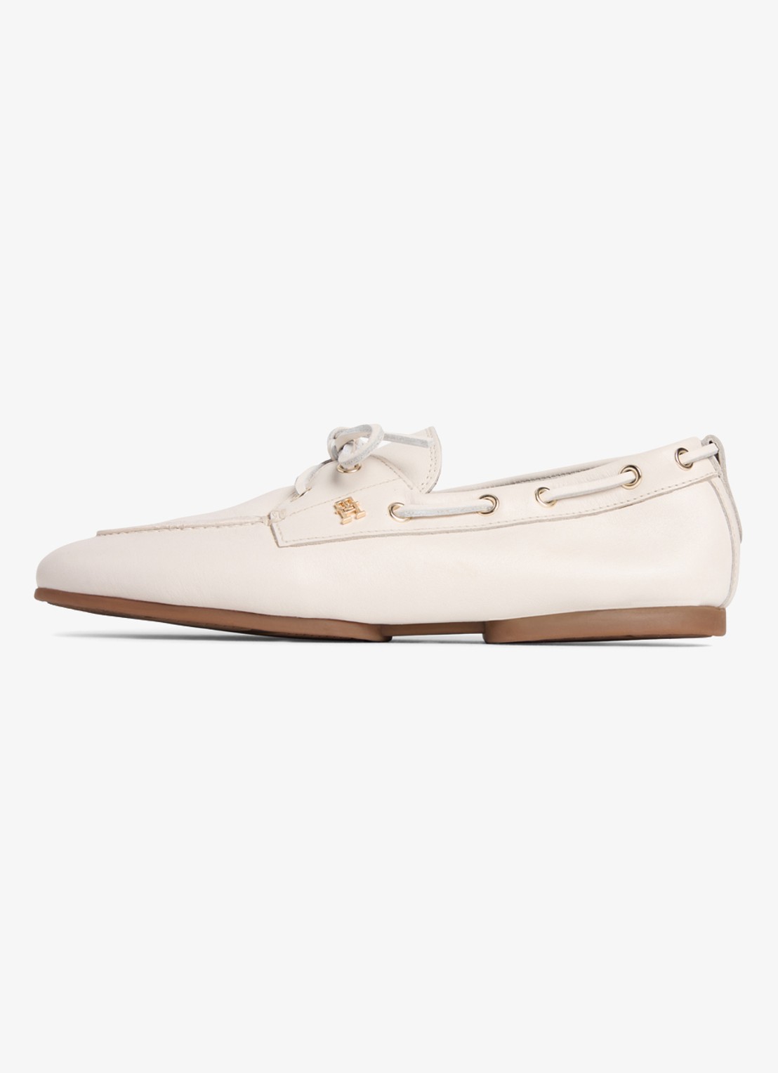 Tommy Hilfiger Bootschoen van leer met logo - voorkant 6 beige