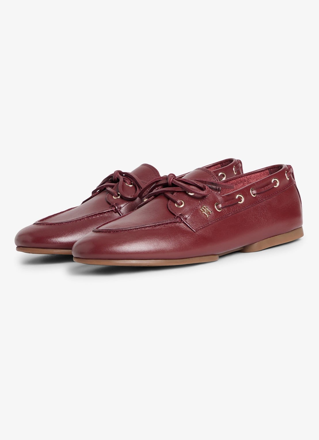 Tommy Hilfiger Bootschoen van leer met logo - voorkant 5 rood