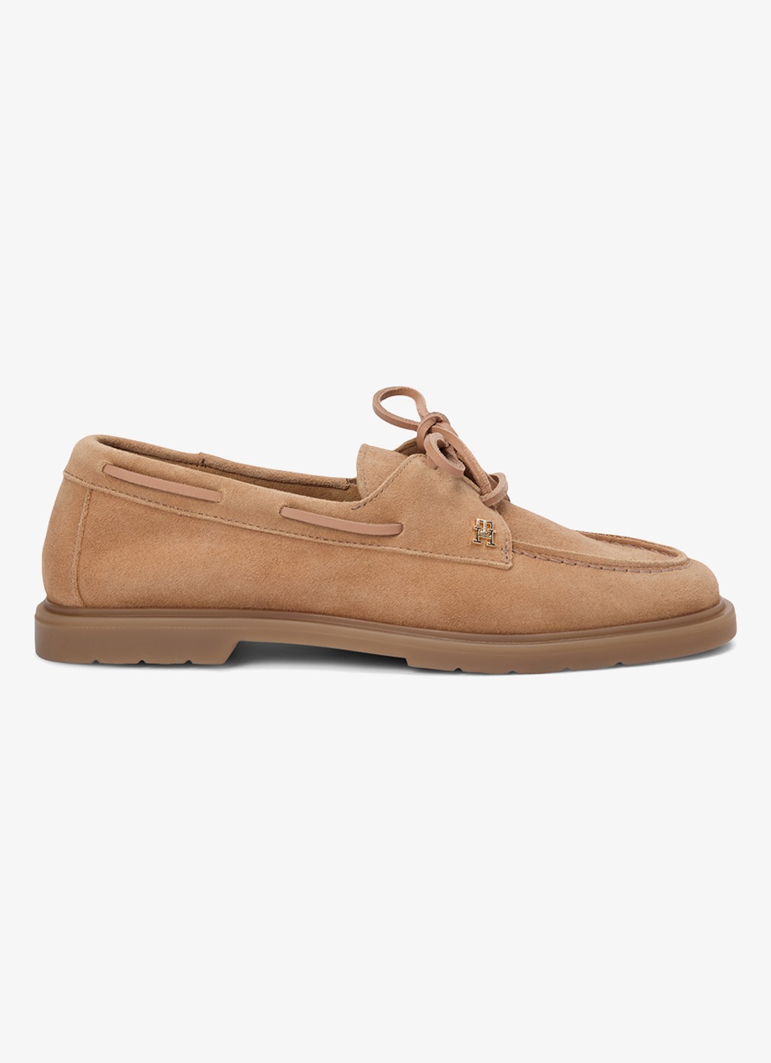 Tommy Hilfiger Bootschoen van suède met logo - detail 3 lichtbruin