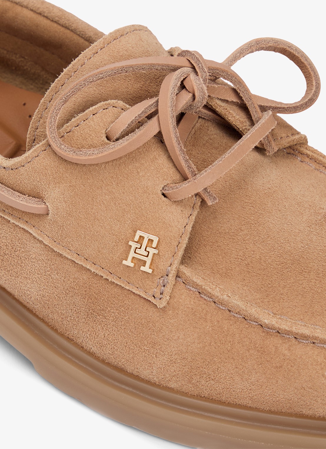 Tommy Hilfiger Bootschoen van suède met logo - detail 4 lichtbruin
