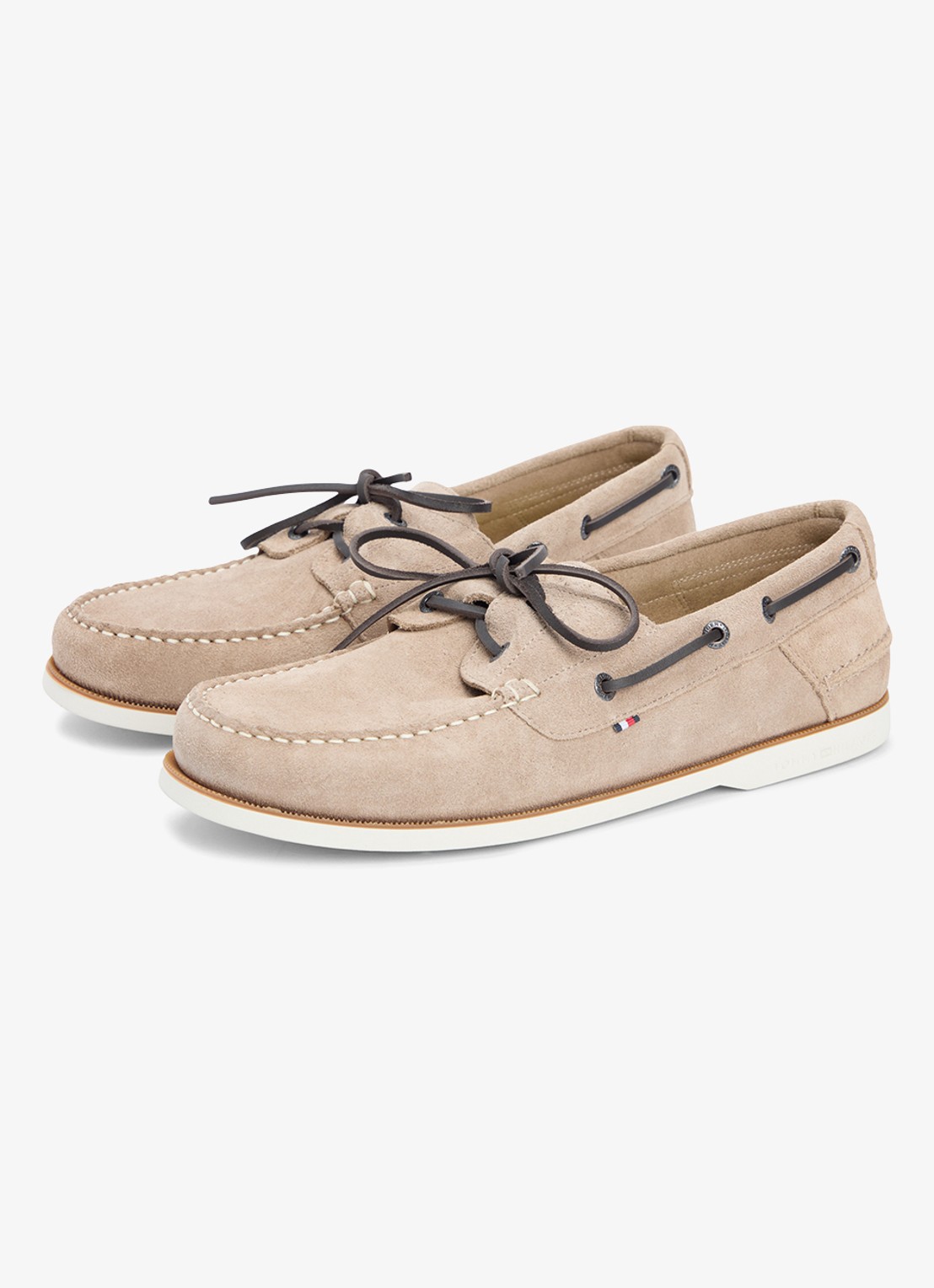 Tommy Hilfiger Bootschoen van suède met logo - achterkant 6 beige