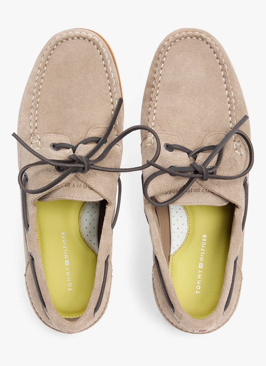 Tommy Hilfiger Bootschoen van suède met logo - detail 3 beige