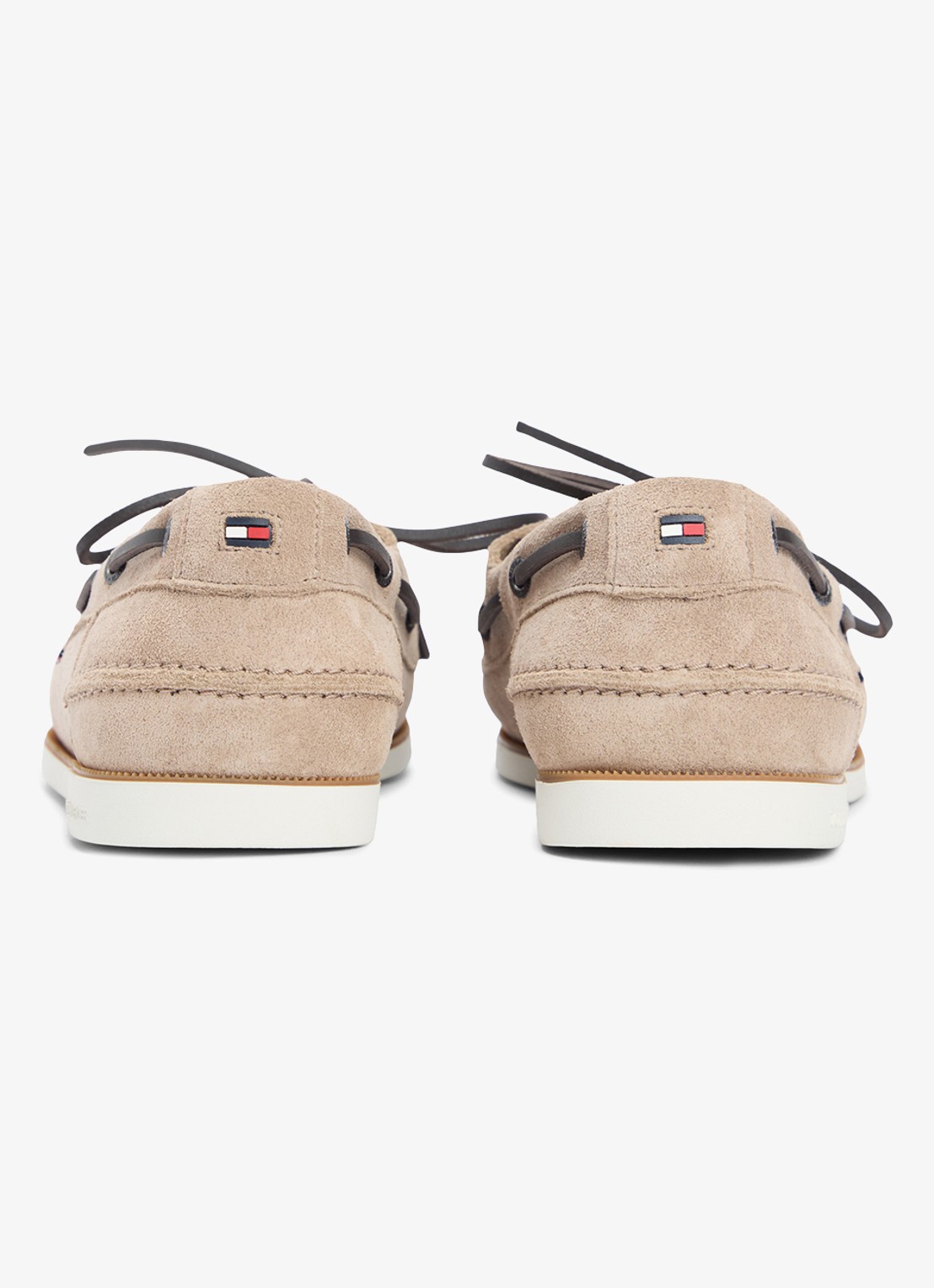 Tommy Hilfiger Bootschoen van suède met logo - voorkant 2 beige