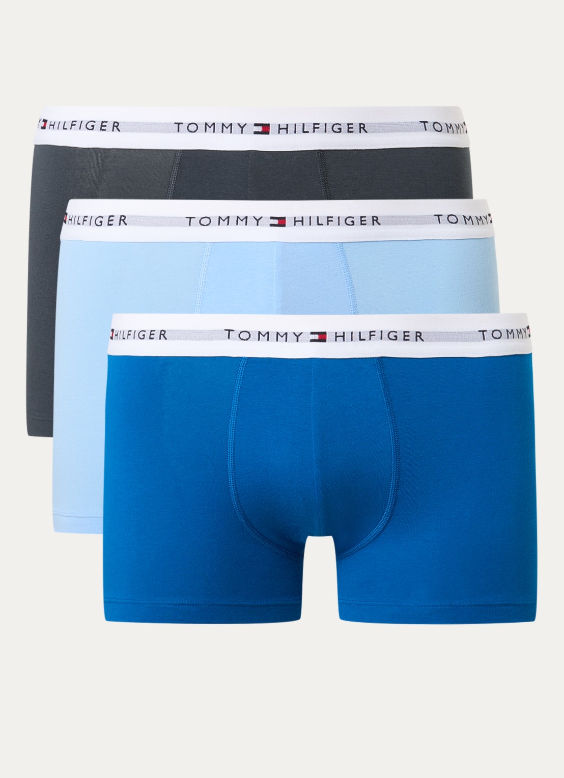 Tommy Hilfiger Boxershorts met logoband in 3-pack    - voorkant 2 blauwgrijs