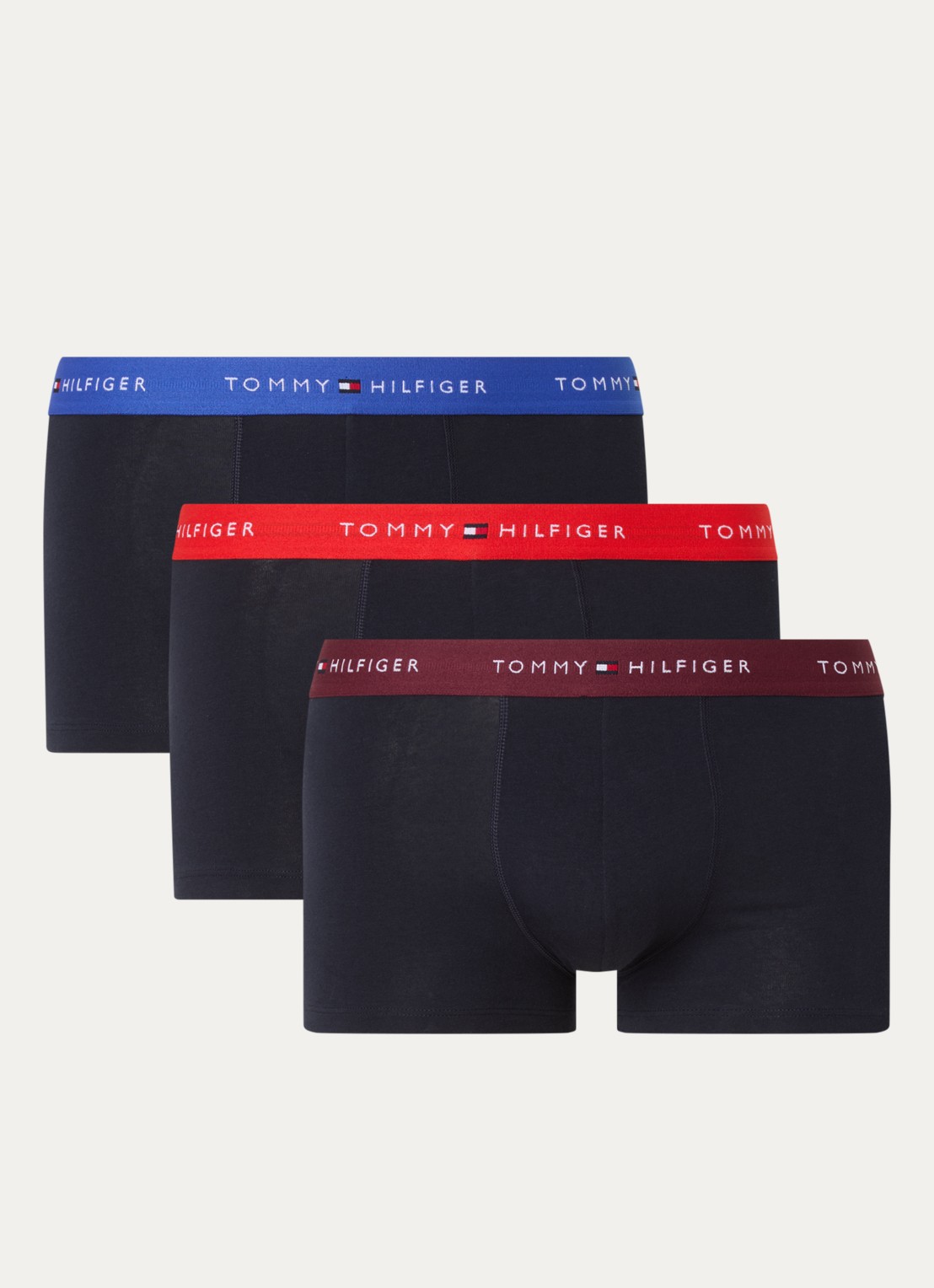 Tommy Hilfiger Boxershorts met logoband in 3-pack - voorkant 2 kobaltblauw