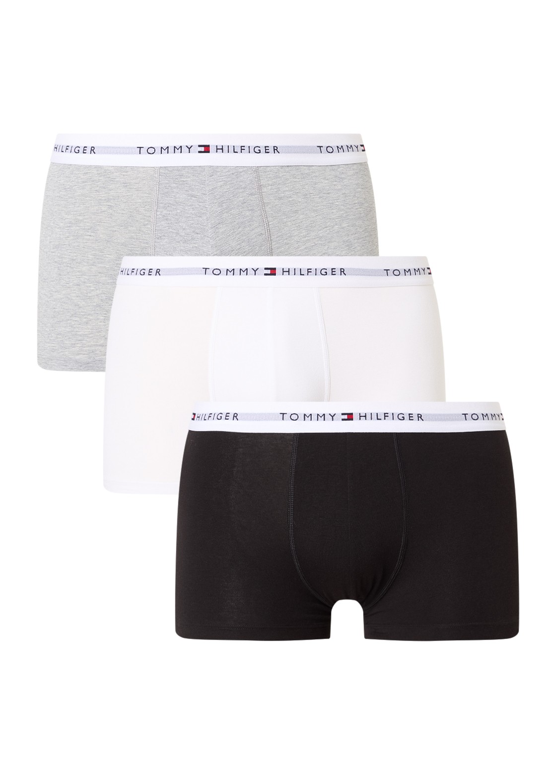 Tommy Hilfiger Boxershorts met logoband in 3-pack    - voorkant 2 grijsmele